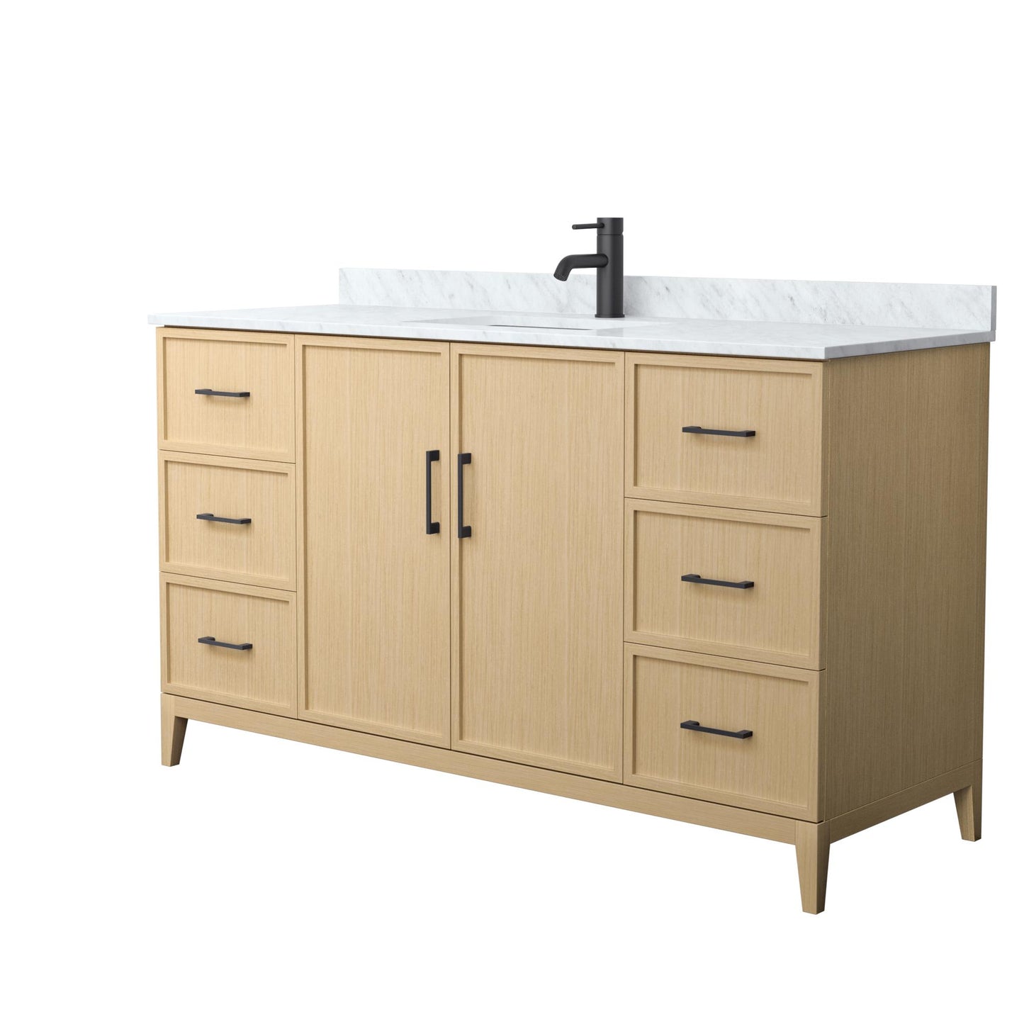 Elan Bathroom Vanity with Countertop 60 inch Single Sink Single hole Faucet Setup