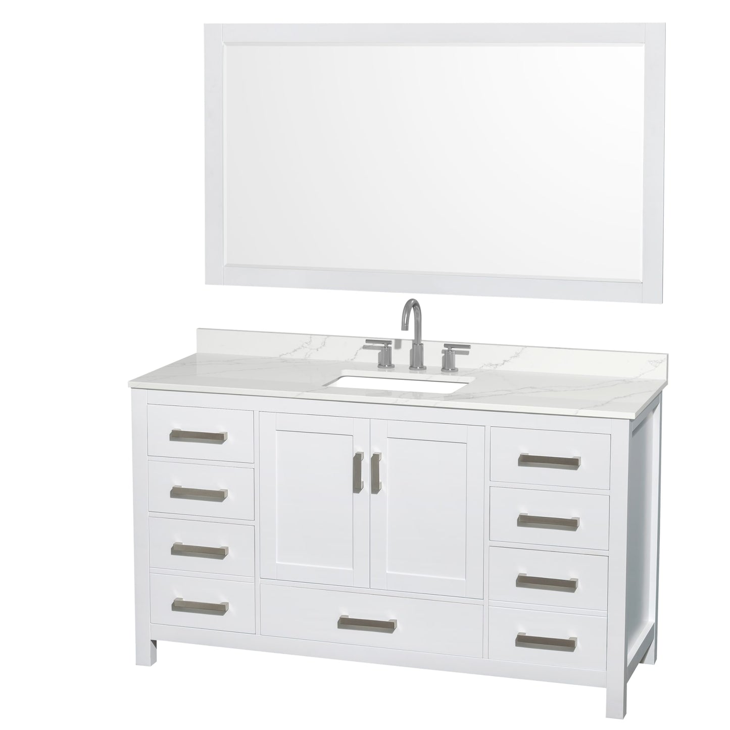 Sheffield Bathroom Vanity with Countertop 60 inch Single Sink 3-hole Faucet Setup