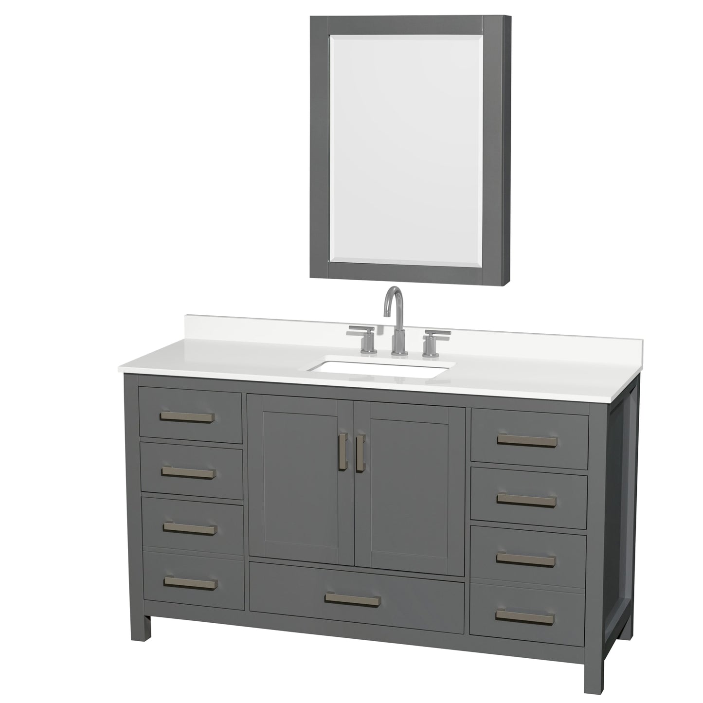 Sheffield Bathroom Vanity with Countertop 60 inch Single Sink 3-hole Faucet Setup