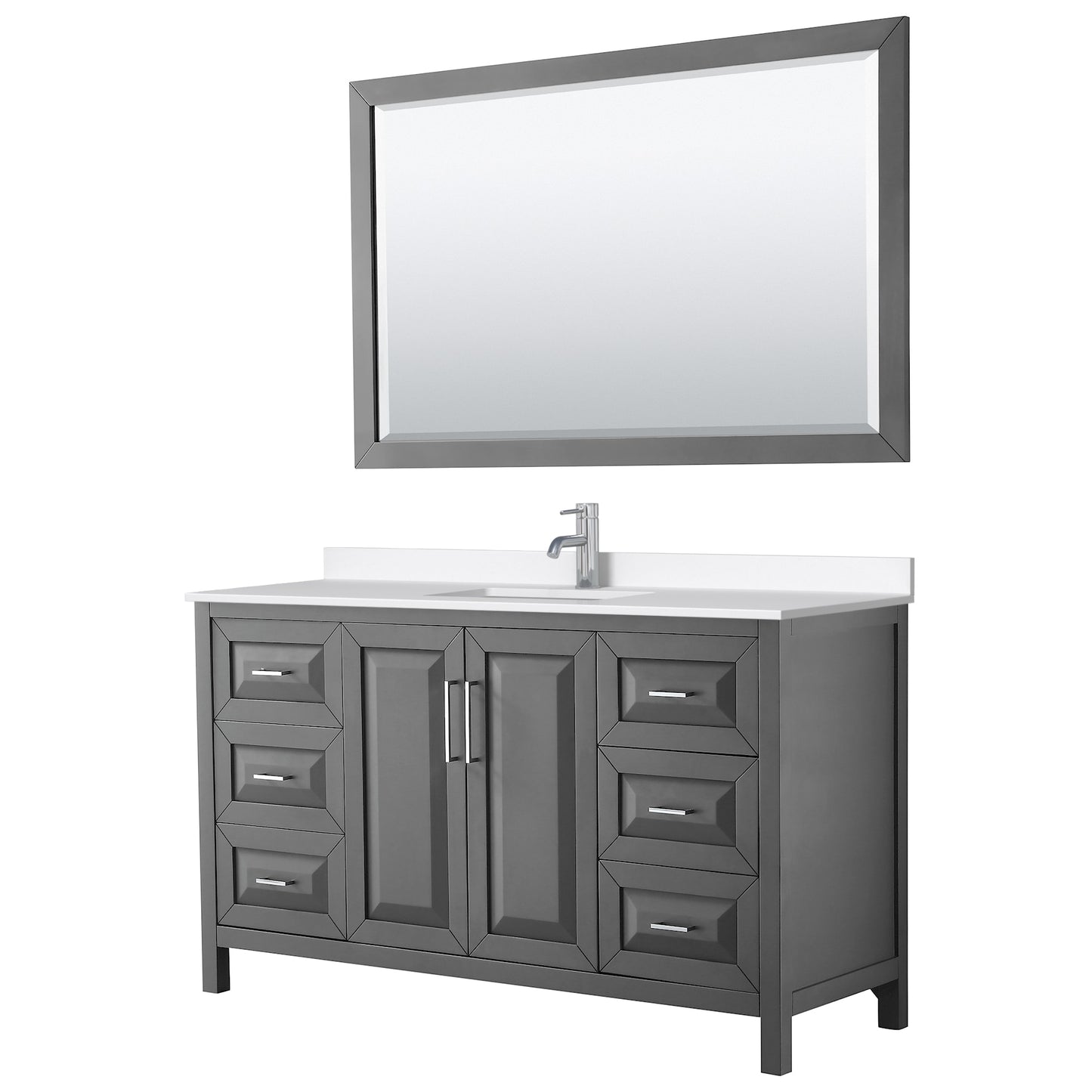 Daria Bathroom Vanity with Countertop 60 inch Single Sink Single hole Faucet Setup