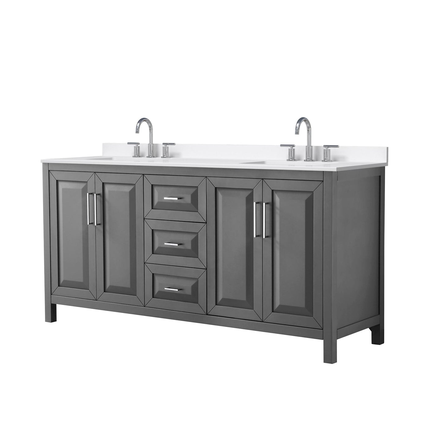 Daria Bathroom Vanity with Countertop 72 inch Double Sink 3-hole Faucet Setup