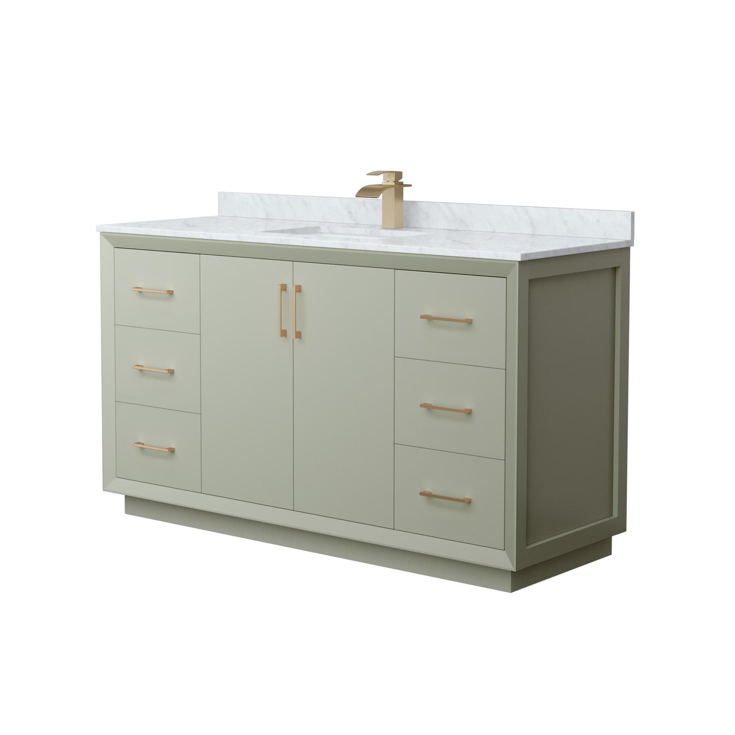 Strada Bathroom Vanity with Countertop 60 inch Single Sink Single hole Faucet Setup