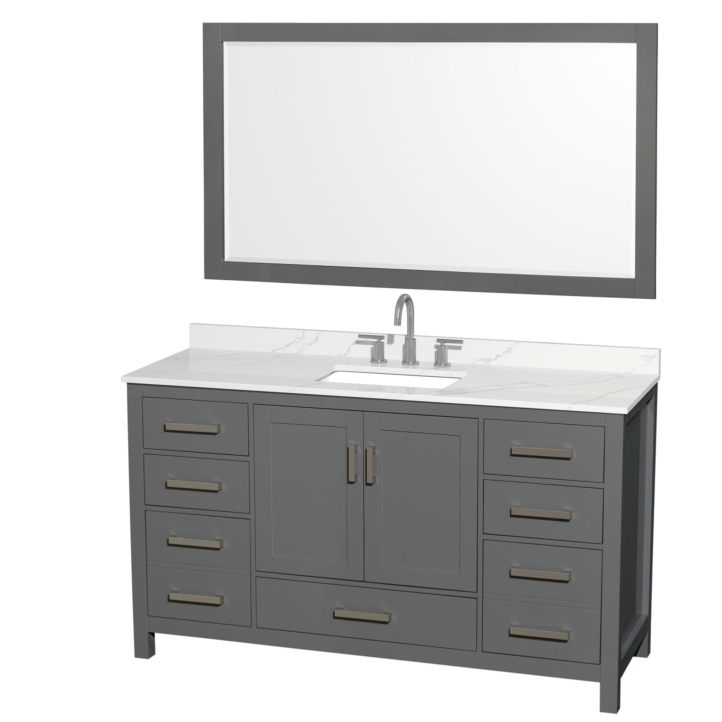 Sheffield Bathroom Vanity with Countertop 60 inch Single Sink 3-hole Faucet Setup