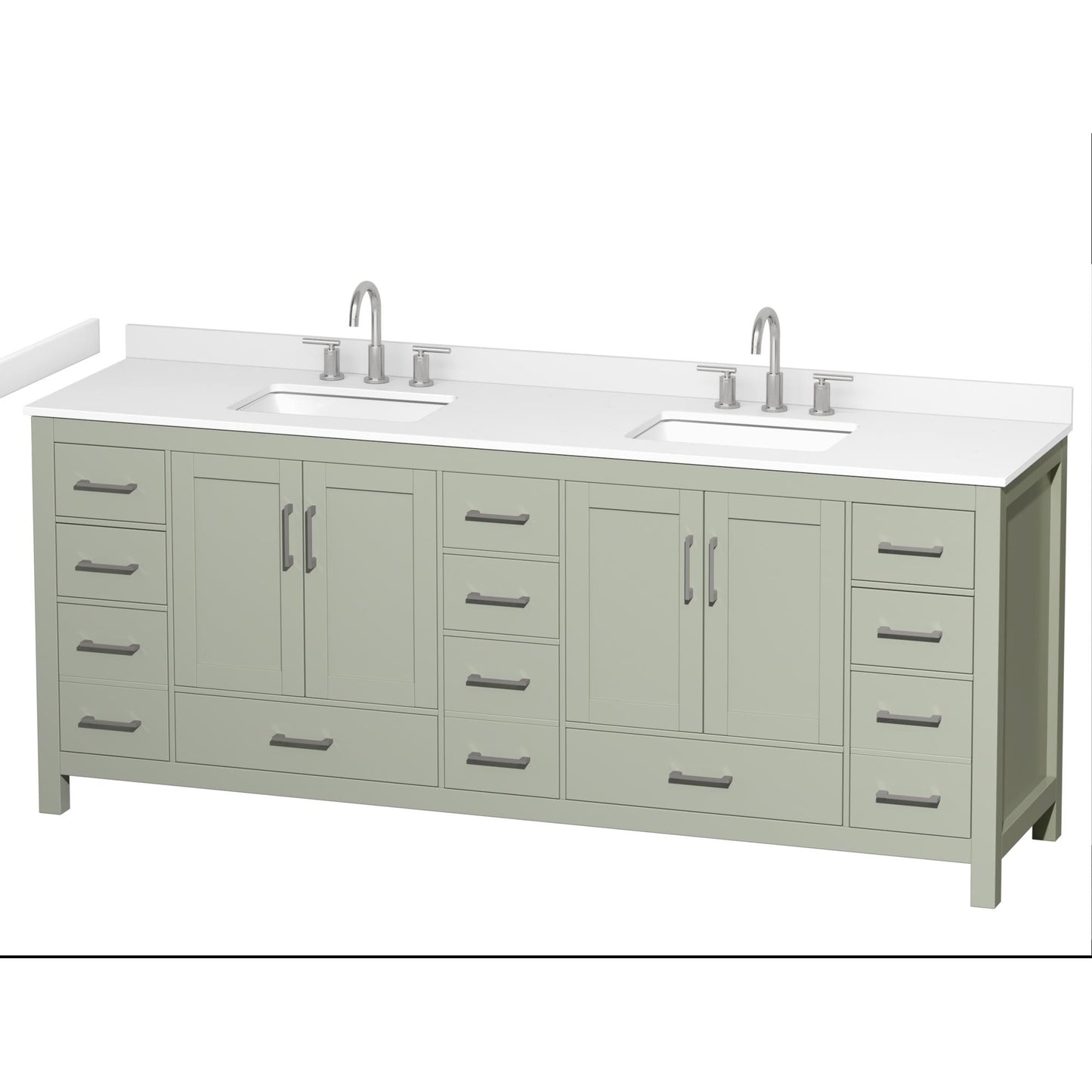 Sheffield Bathroom Vanity with Countertop 84 inch Double Sink 3-hole Faucet Setup