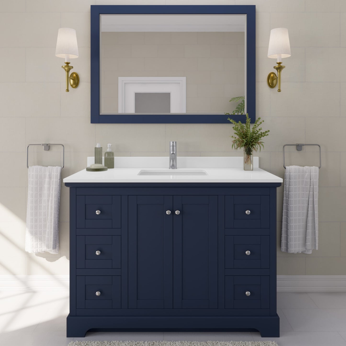 Avery Bathroom Vanity with Countertop 48 inch Single Sink Single hole Faucet Setup
