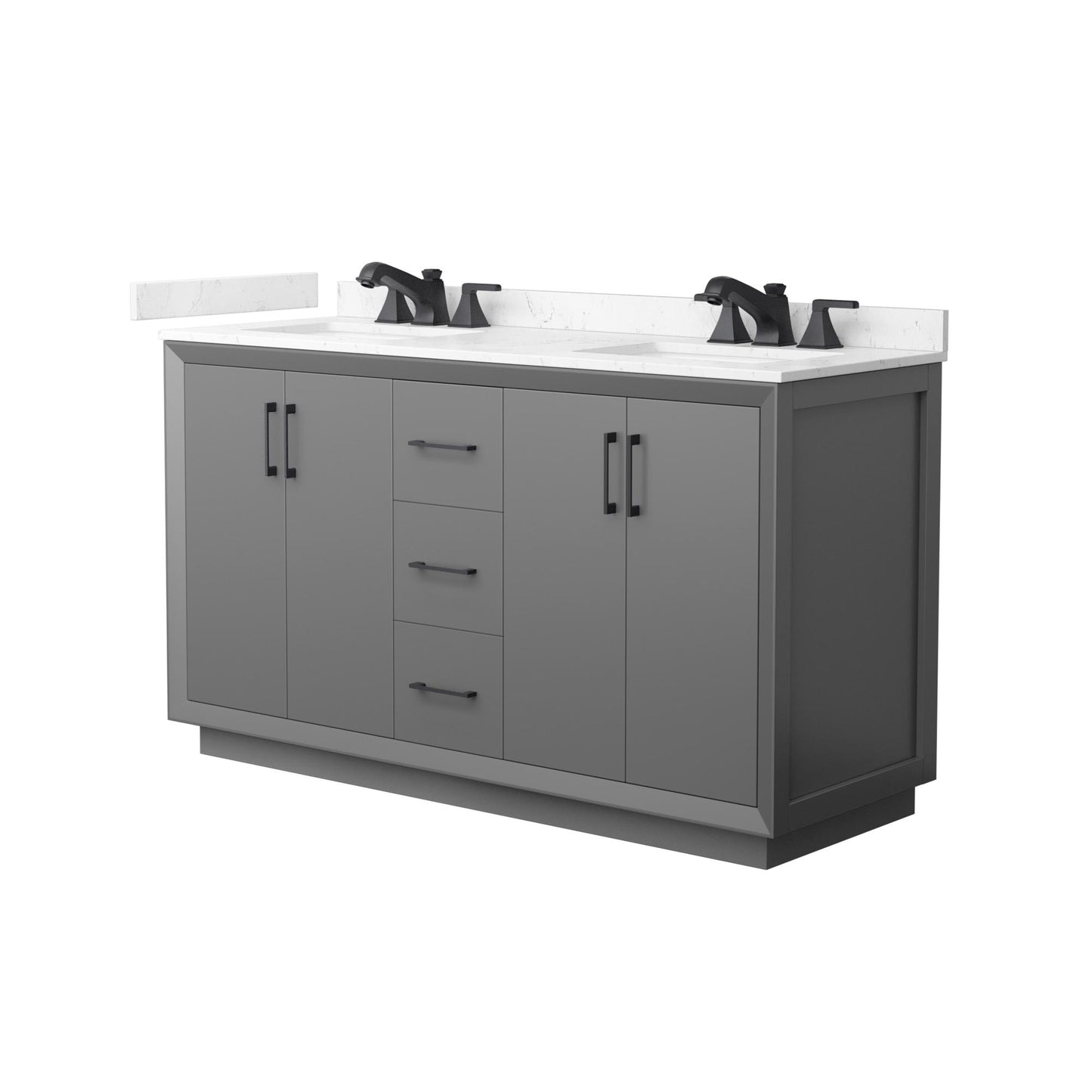 Strada Bathroom Vanity with Countertop 60 inch Double Sink 3-hole Faucet Setup