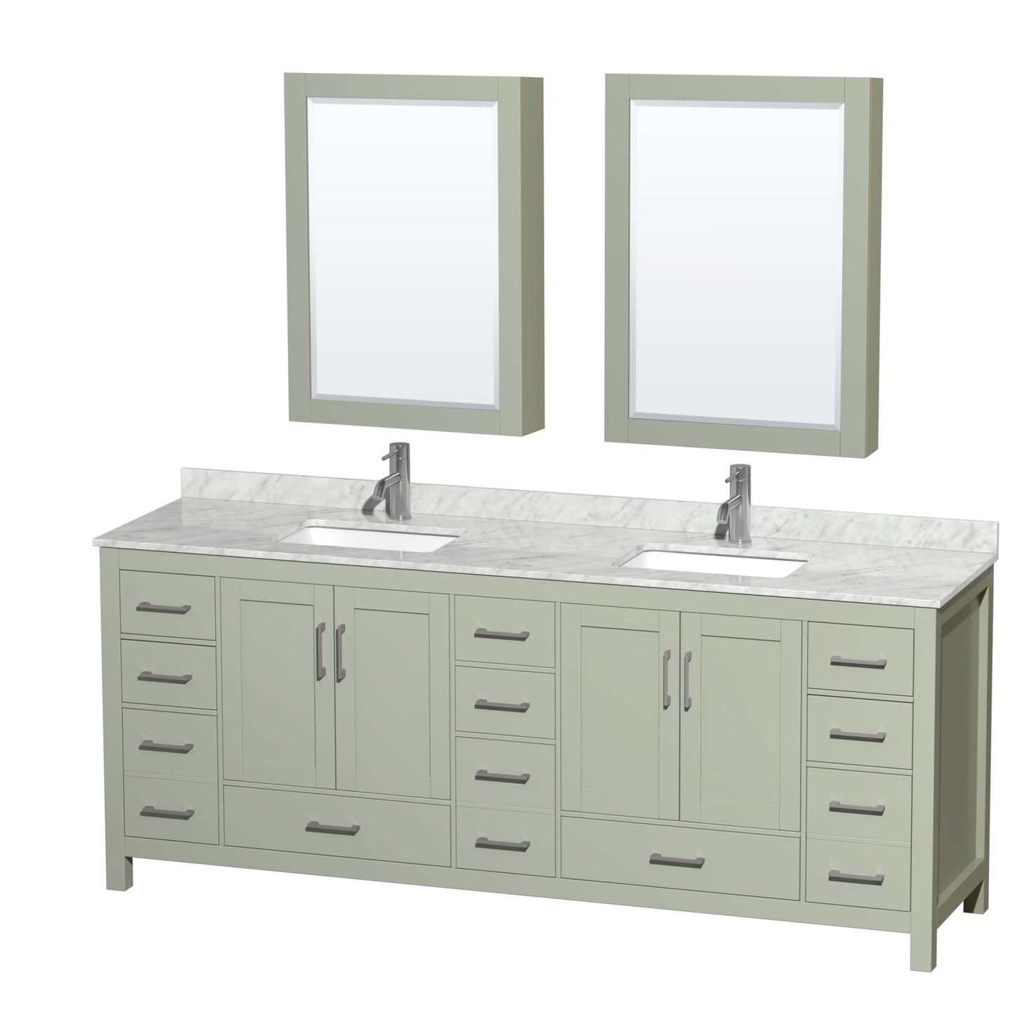 Sheffield Bathroom Vanity with Countertop 84 inch Double Sink Single hole Faucet Setup