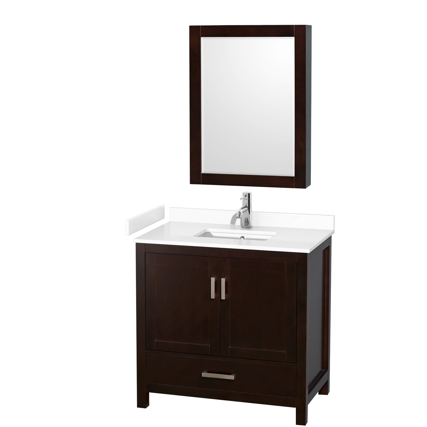 Sheffield Bathroom Vanity with Countertop 36 inch Single Sink Single hole Faucet Setup