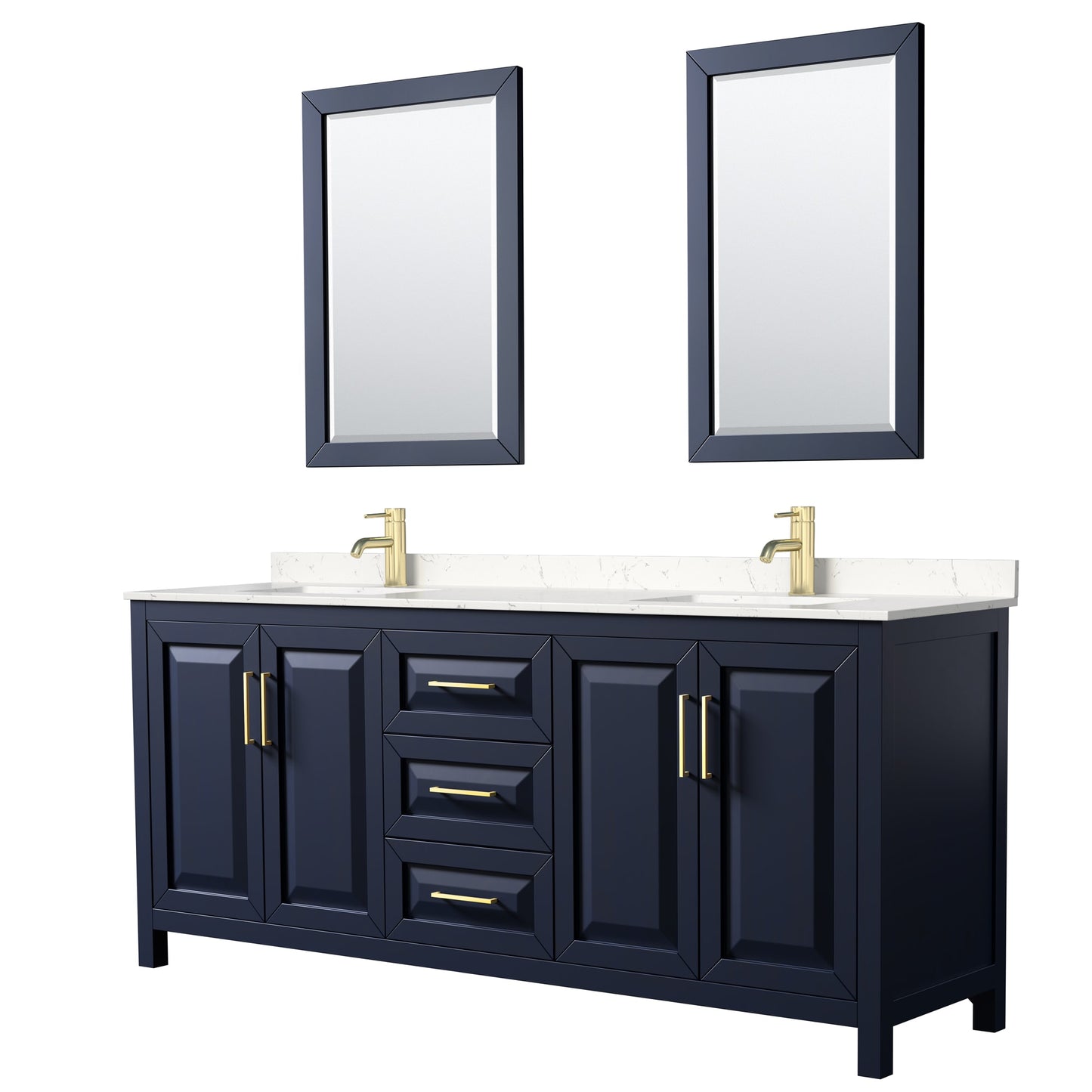 Daria Bathroom Vanity with Countertop 80 inch Double Sink Single hole Faucet Setup