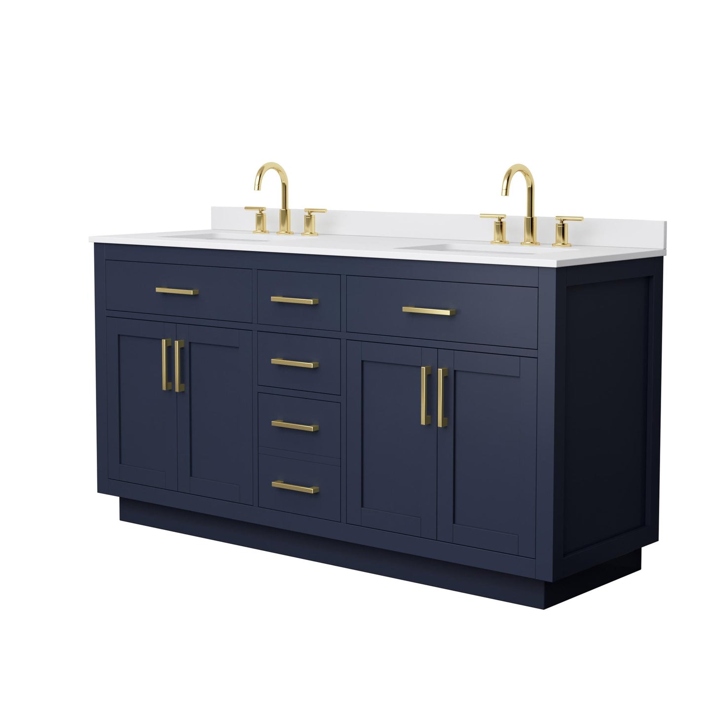 Beckett TK Bathroom Vanity with Countertop 66 inch Double Sink 3-hole Faucet Setup