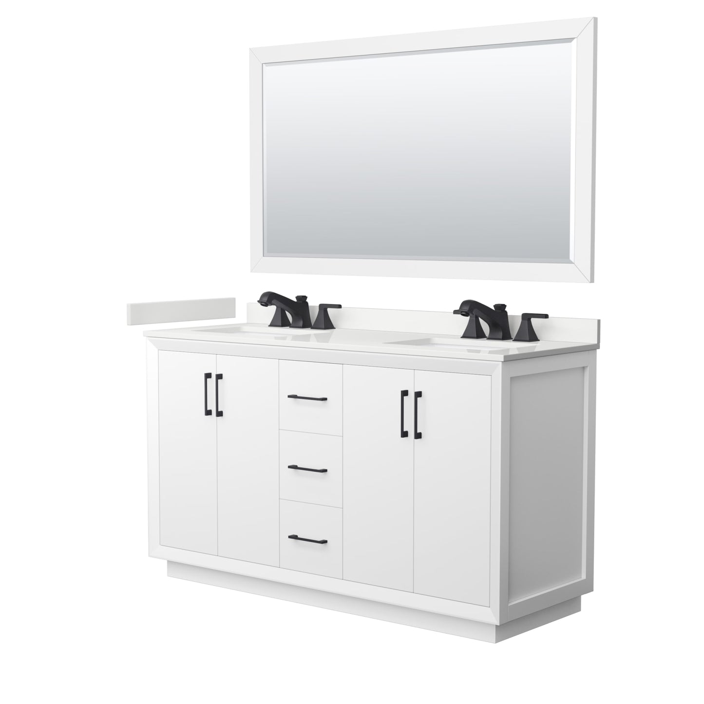 Strada Bathroom Vanity with Countertop 60 inch Double Sink 3-hole Faucet Setup