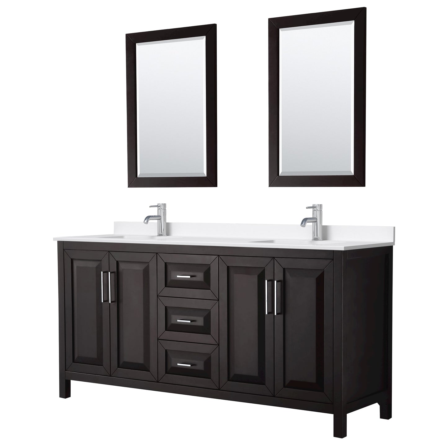 Daria Bathroom Vanity with Countertop 72 inch Double Sink Single hole Faucet Setup