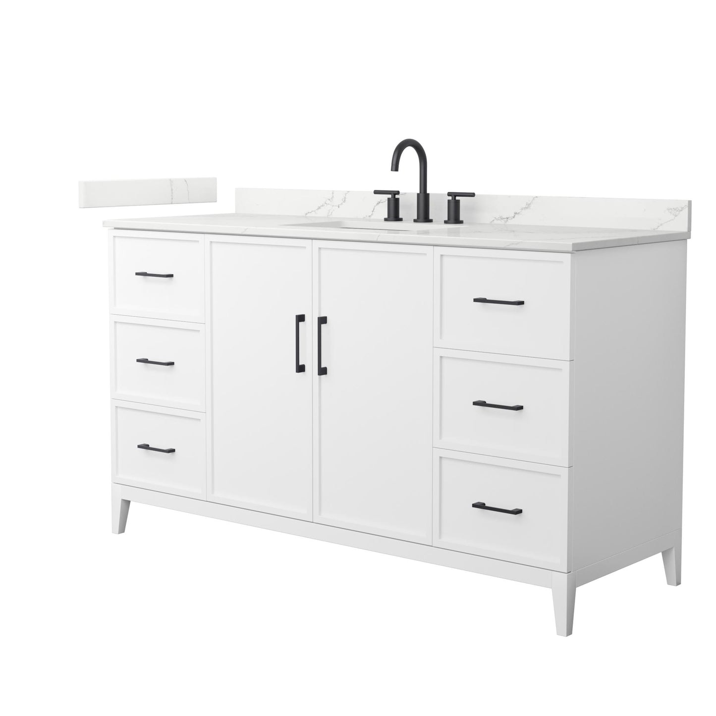 Elan Bathroom Vanity with Countertop 60 inch Single Sink 3-hole Faucet Setup