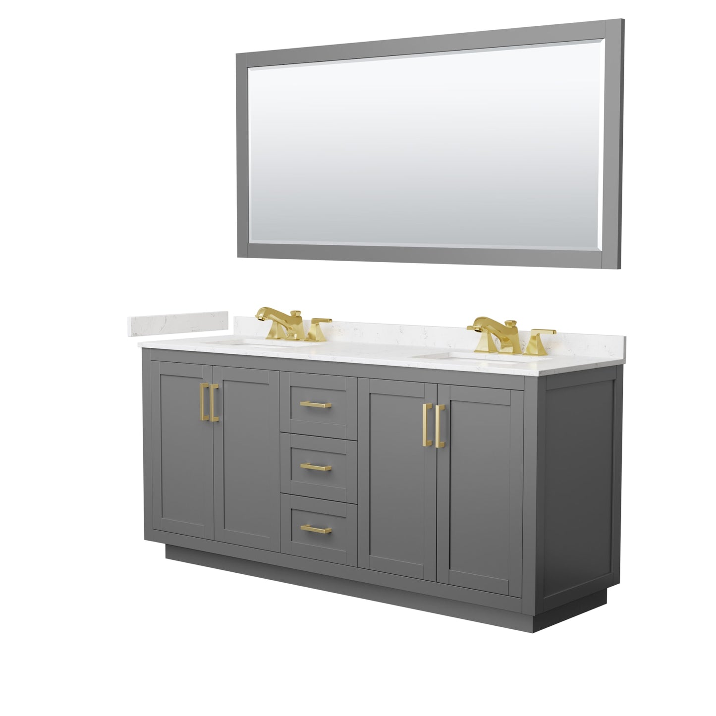Miranda Bathroom Vanity with Countertop 72 inch Double Sink 3-hole Faucet Setup