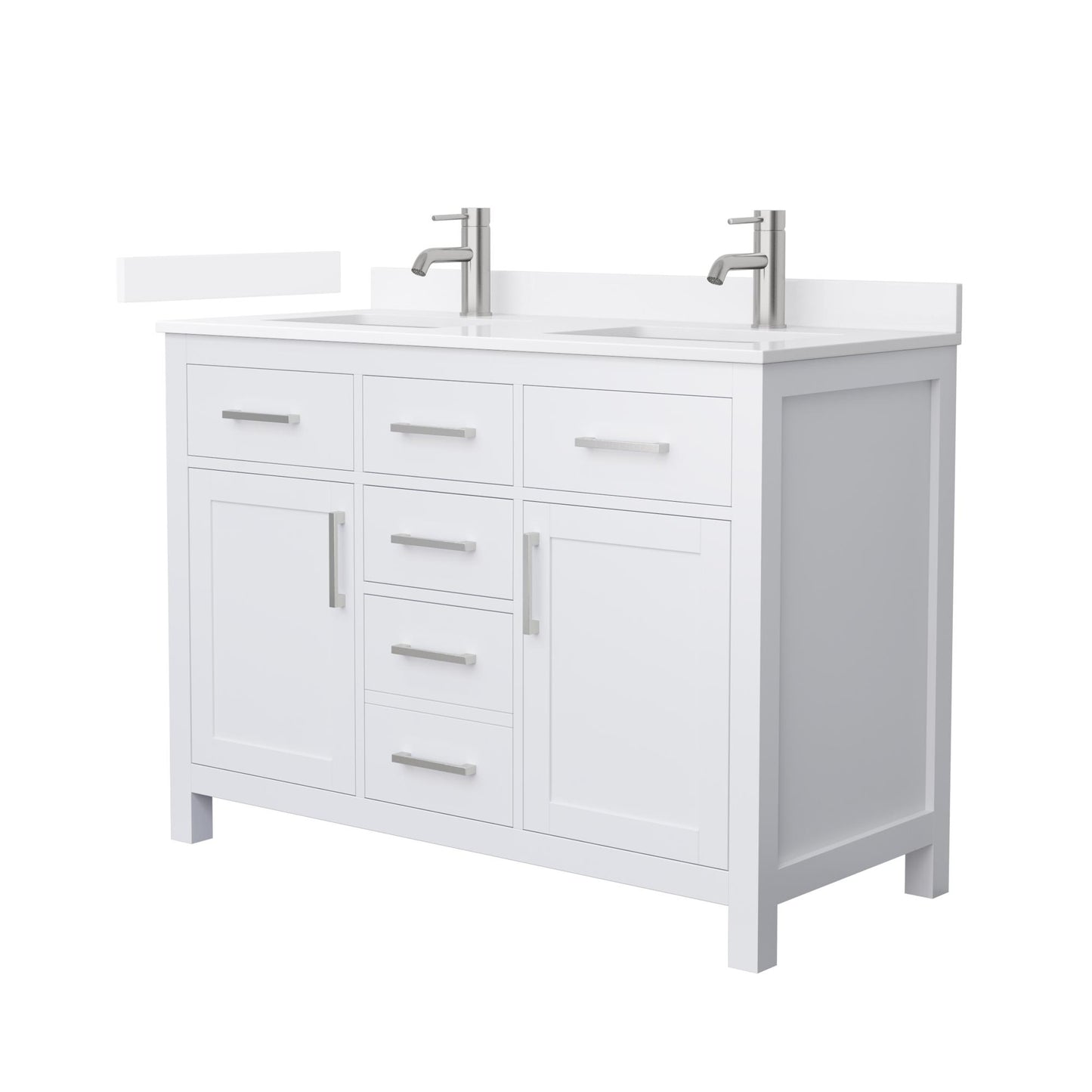 Beckett Bathroom Vanity with Countertop 48 inch Double Sink Single hole Faucet Setup