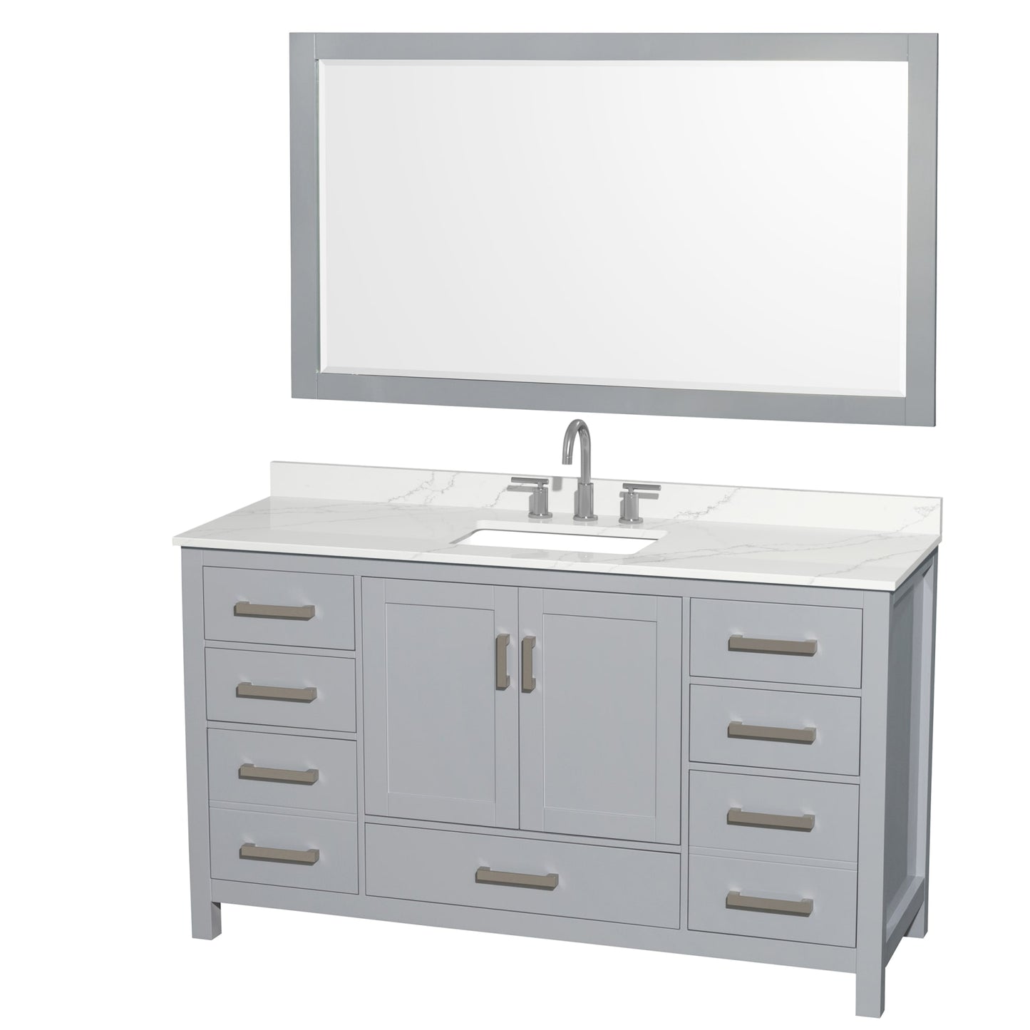 Sheffield Bathroom Vanity with Countertop 60 inch Single Sink 3-hole Faucet Setup