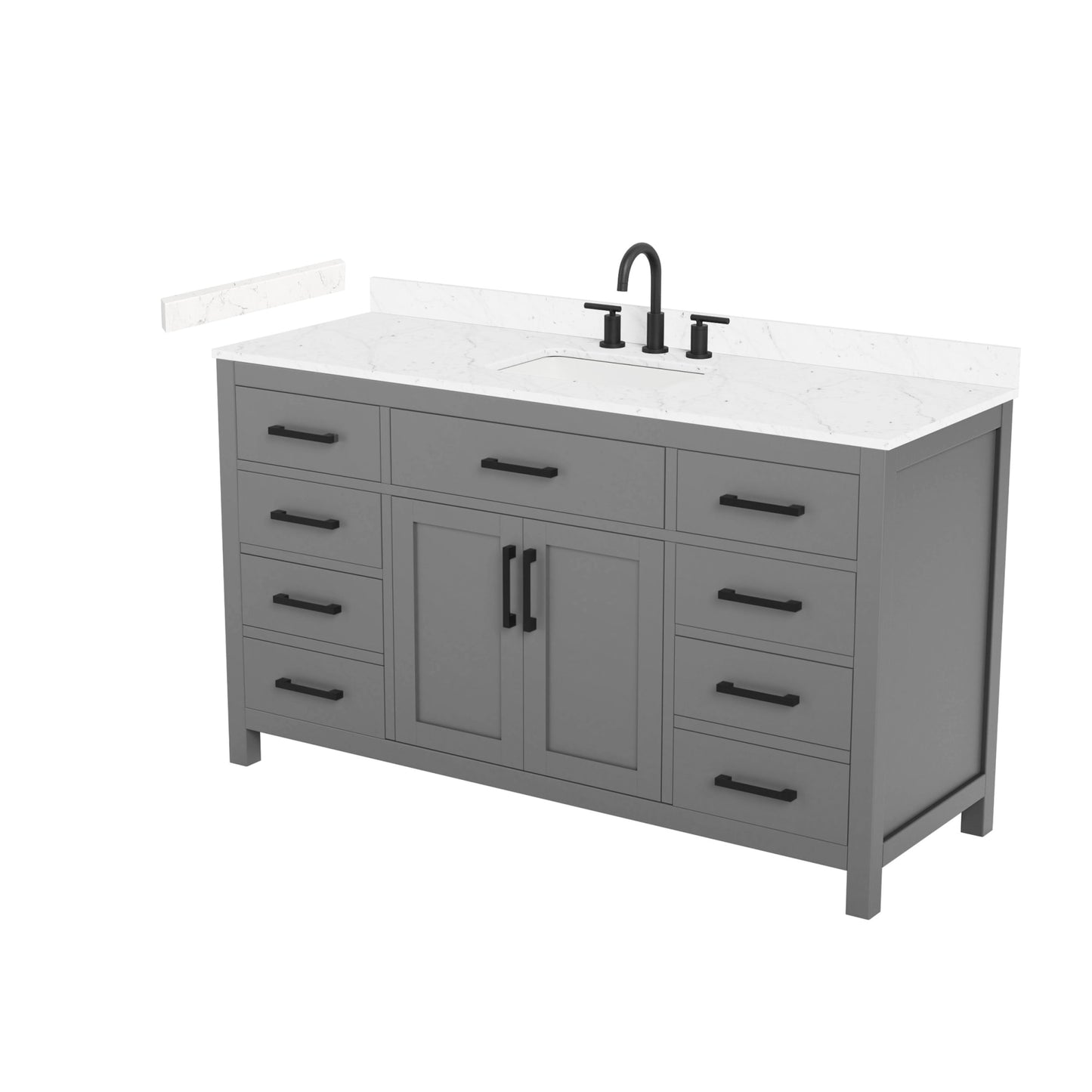 Beckett Bathroom Vanity with Countertop 60 inch Single Sink 3-hole Faucet Setup
