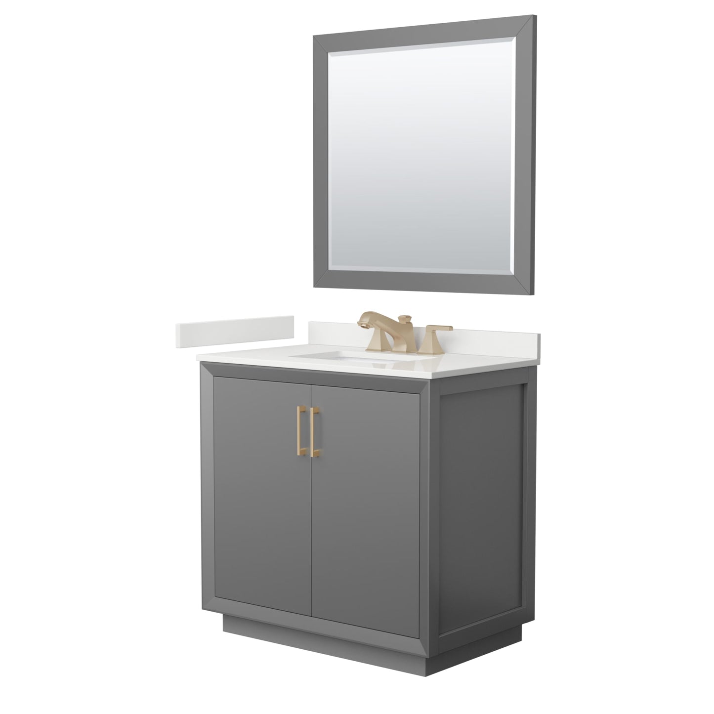 Strada Bathroom Vanity with Countertop 36 inch Single Sink 3-hole Faucet Setup