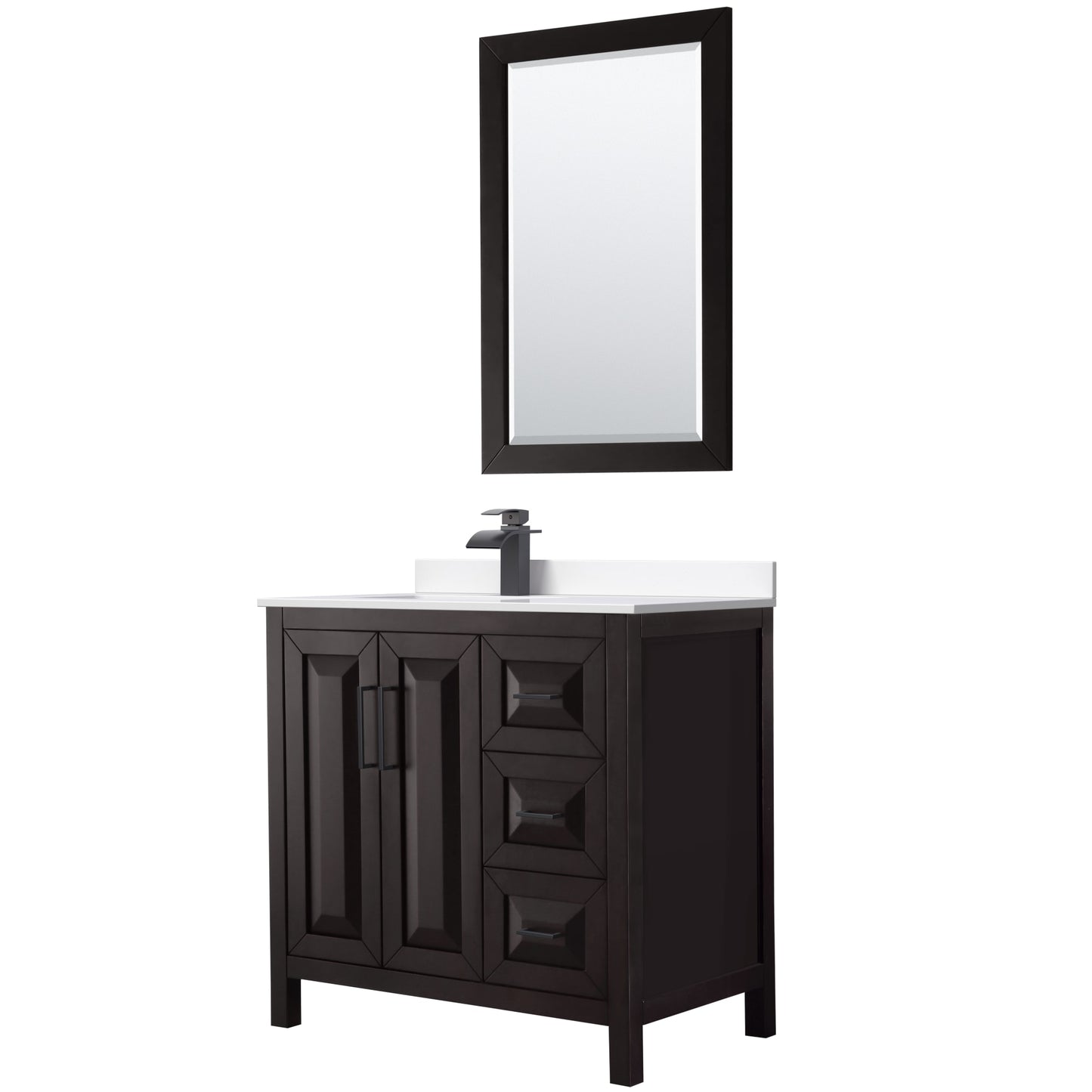 Daria Bathroom Vanity with Countertop 36 inch Single Sink Single hole Faucet Setup