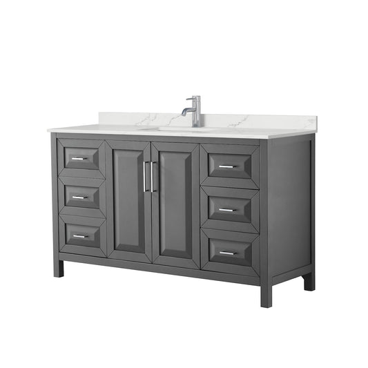 Daria Bathroom Vanity with Countertop 60 inch Single Sink Single hole Faucet Setup