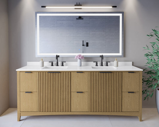 Palmilla Bathroom Vanity with Countertop 84 inch Double Sink 3-hole Faucet Setup