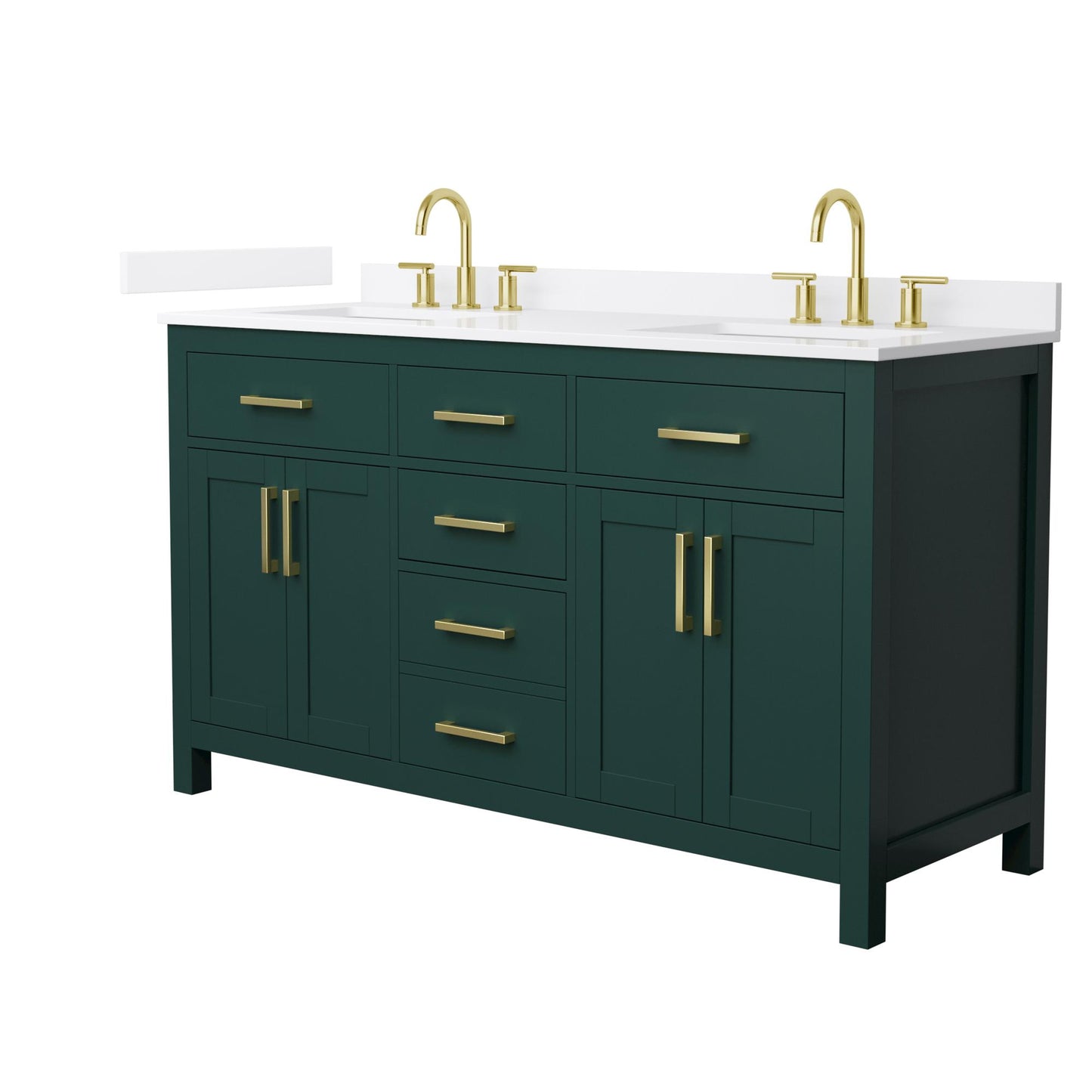 Beckett Bathroom Vanity with Countertop 60 inch Double Sink 3-hole Faucet Setup