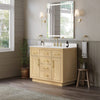 Custom image for Rift Oak with Brushed Gold Trim / White Cultured Marble / No Mirror