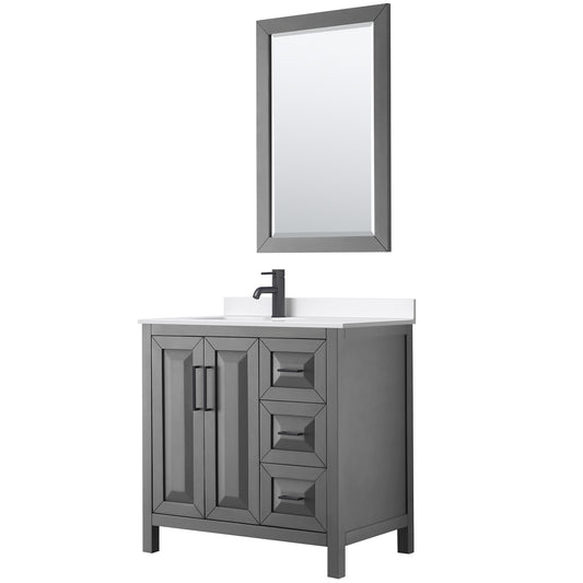 Daria Bathroom Vanity with Countertop 36 inch Single Sink Single hole Faucet Setup