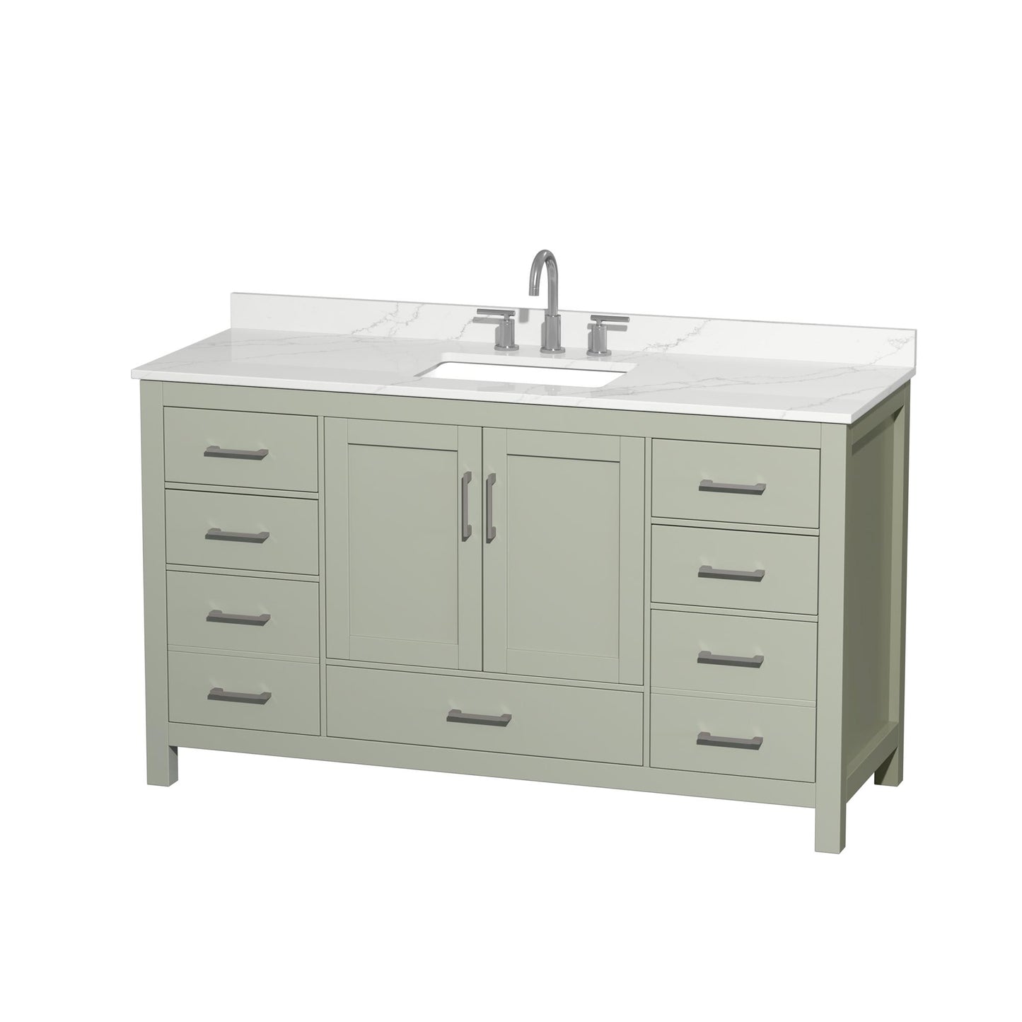 Sheffield Bathroom Vanity with Countertop 60 inch Single Sink 3-hole Faucet Setup