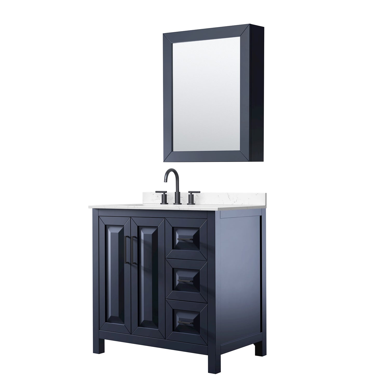 Daria Bathroom Vanity with Countertop 36 inch Single Sink 3-hole Faucet Setup
