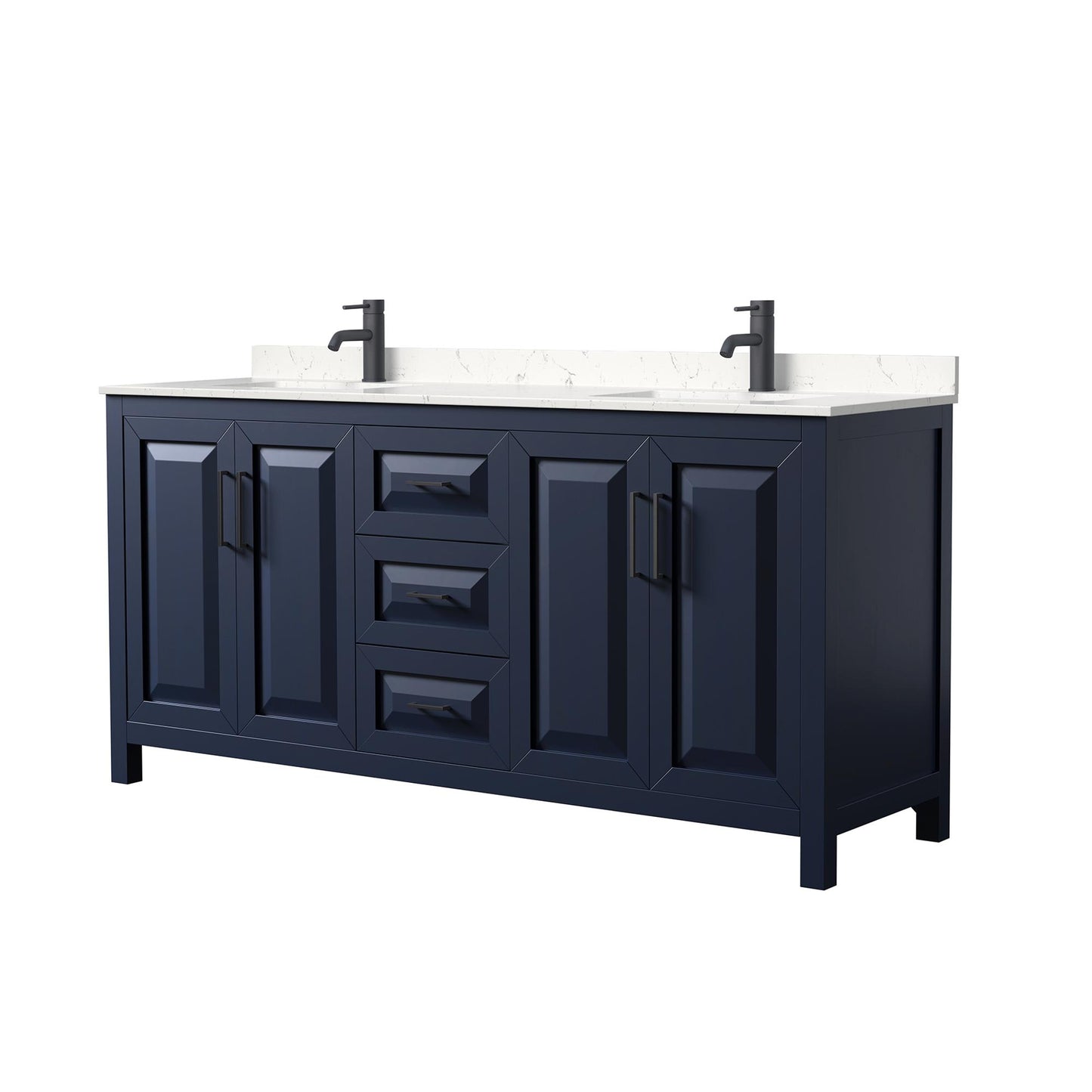 Daria Bathroom Vanity with Countertop 72 inch Double Sink Single hole Faucet Setup