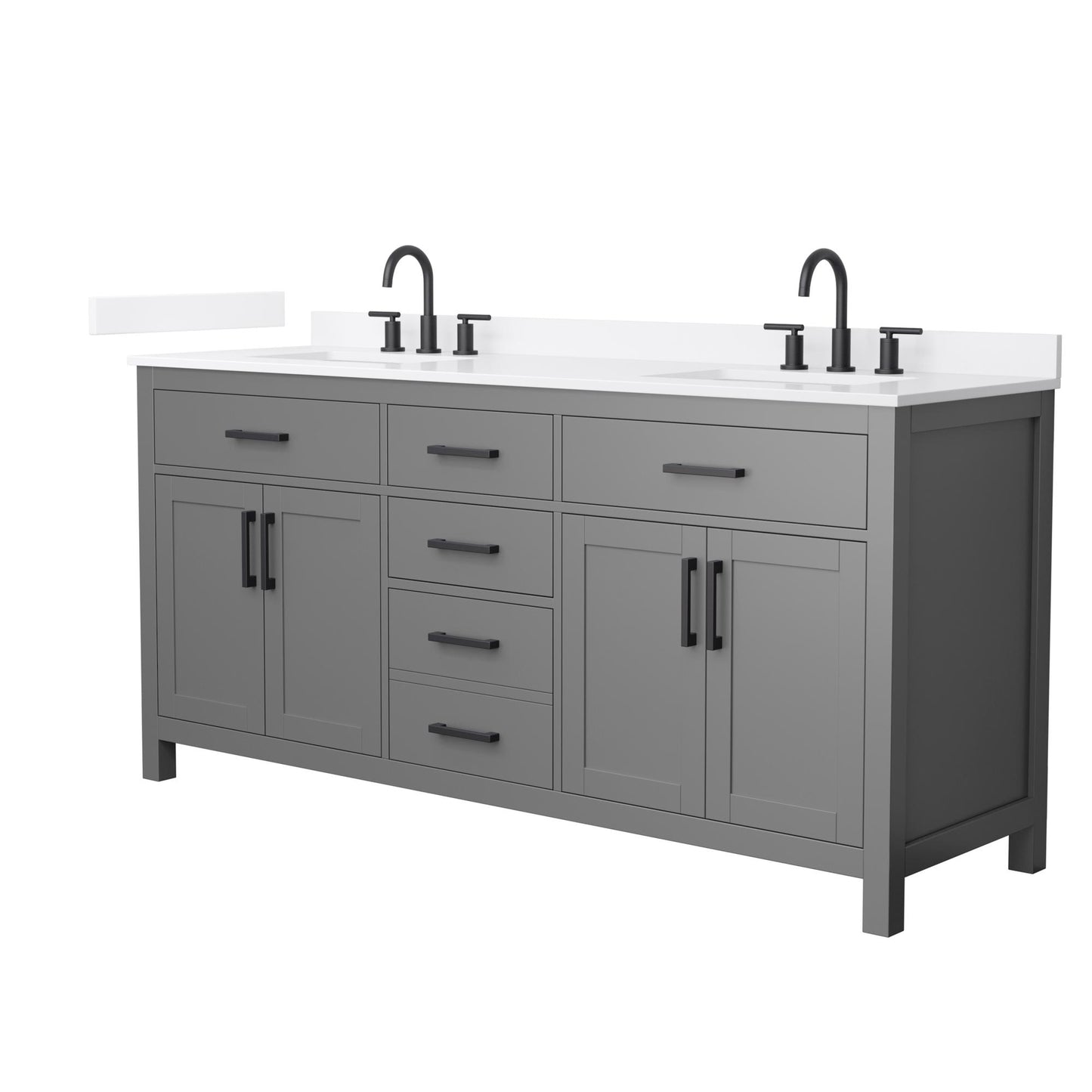 Beckett Bathroom Vanity with Countertop 72 inch Double Sink 3-hole Faucet Setup