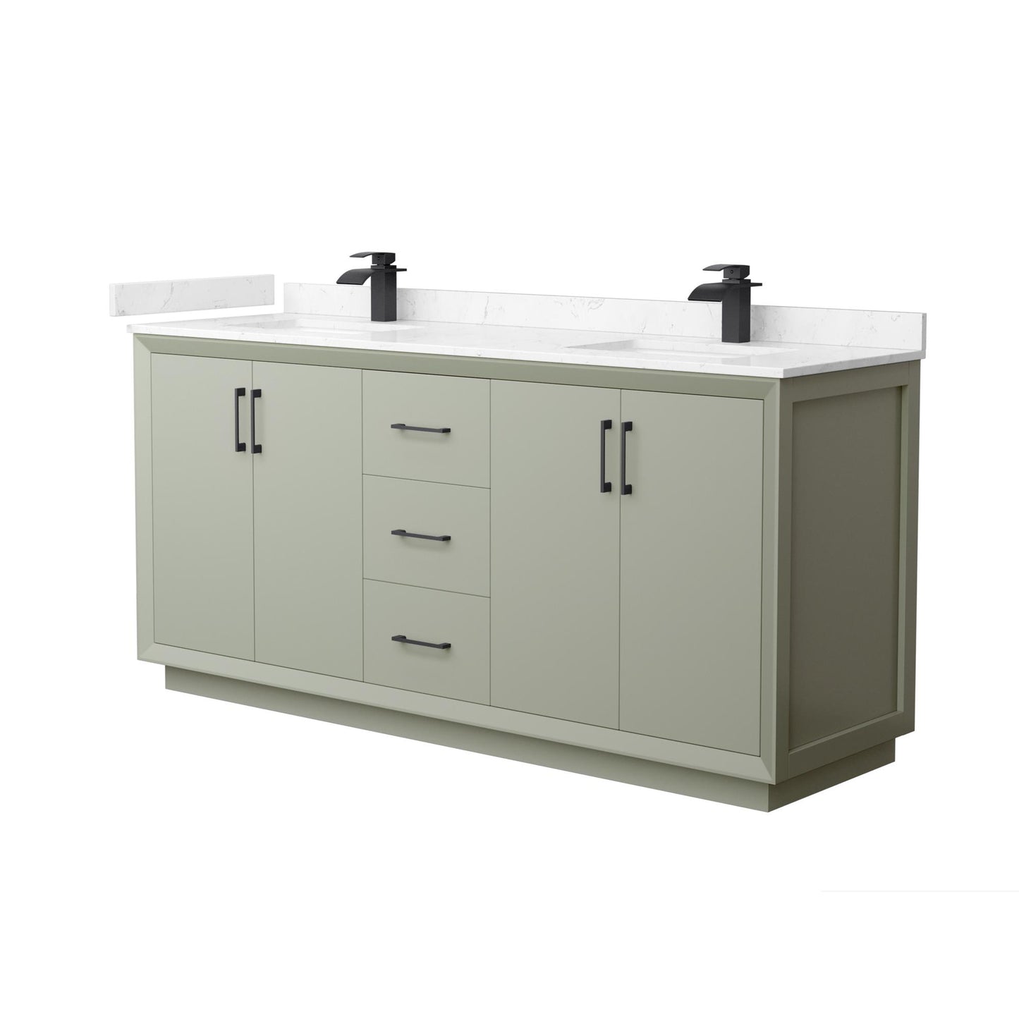 Strada Bathroom Vanity with Countertop 72 inch Double Sink Single hole Faucet Setup