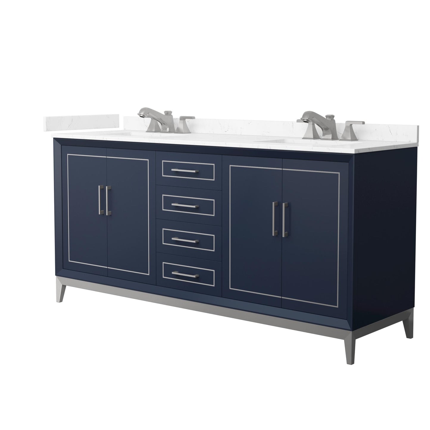 Marlena Bathroom Vanity with Countertop 72 inch Double Sink 3-hole Faucet Setup