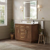 Custom image for Dark Oak with Brushed Gold Trim / White Cultured Marble / No Mirror