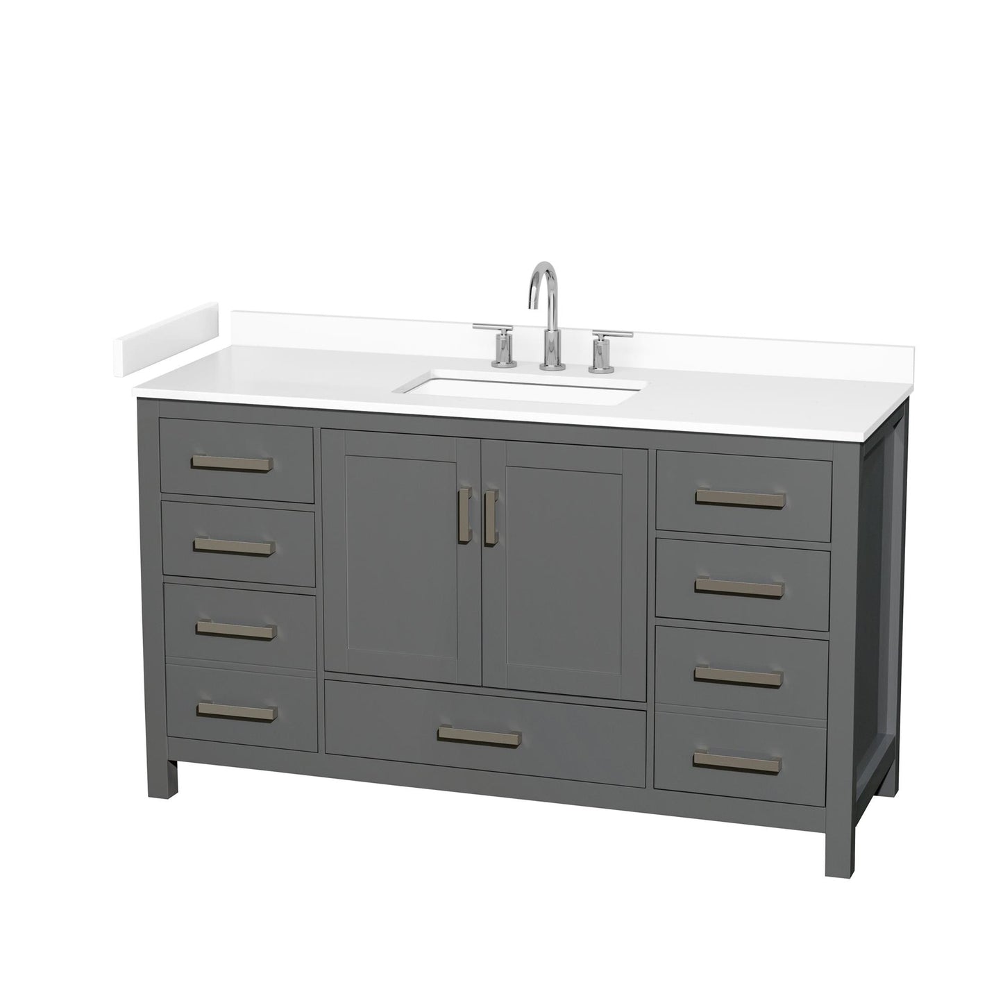 Sheffield Bathroom Vanity with Countertop 60 inch Single Sink 3-hole Faucet Setup