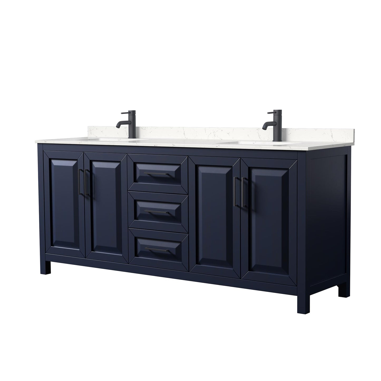 Daria Bathroom Vanity with Countertop 80 inch Double Sink Single hole Faucet Setup
