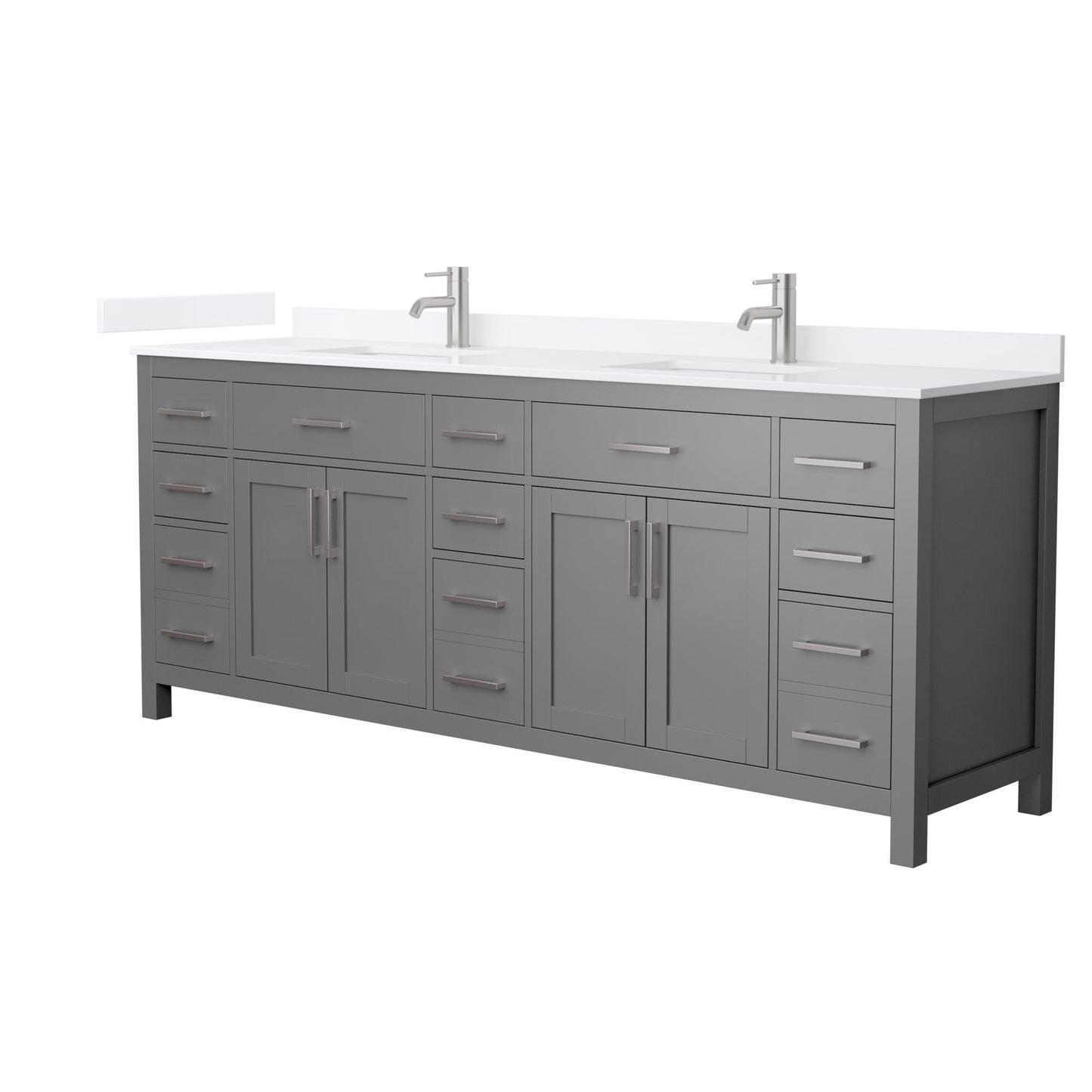 Beckett Bathroom Vanity with Countertop 84 inch Double Sink Single hole Faucet Setup