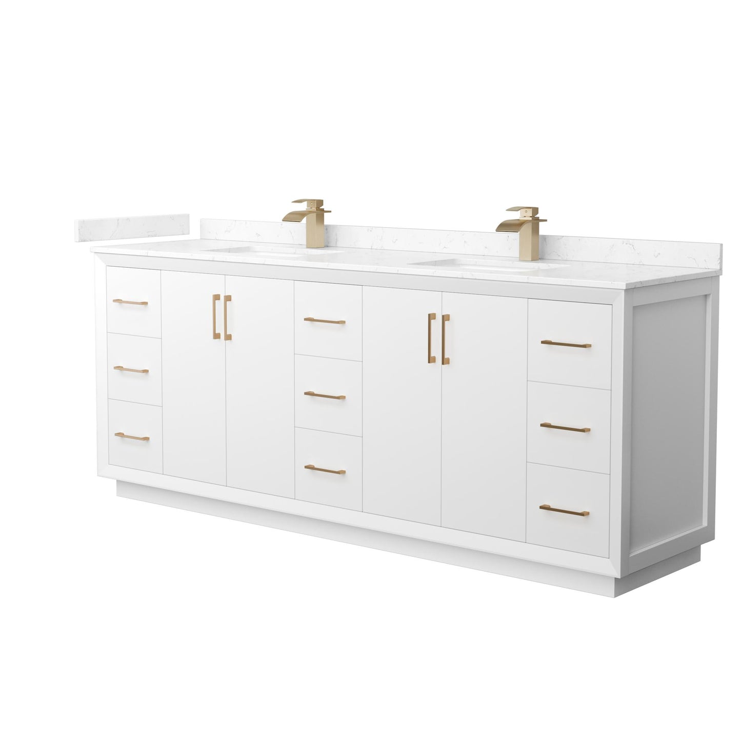 Strada Bathroom Vanity with Countertop 84 inch Double Sink Single hole Faucet Setup