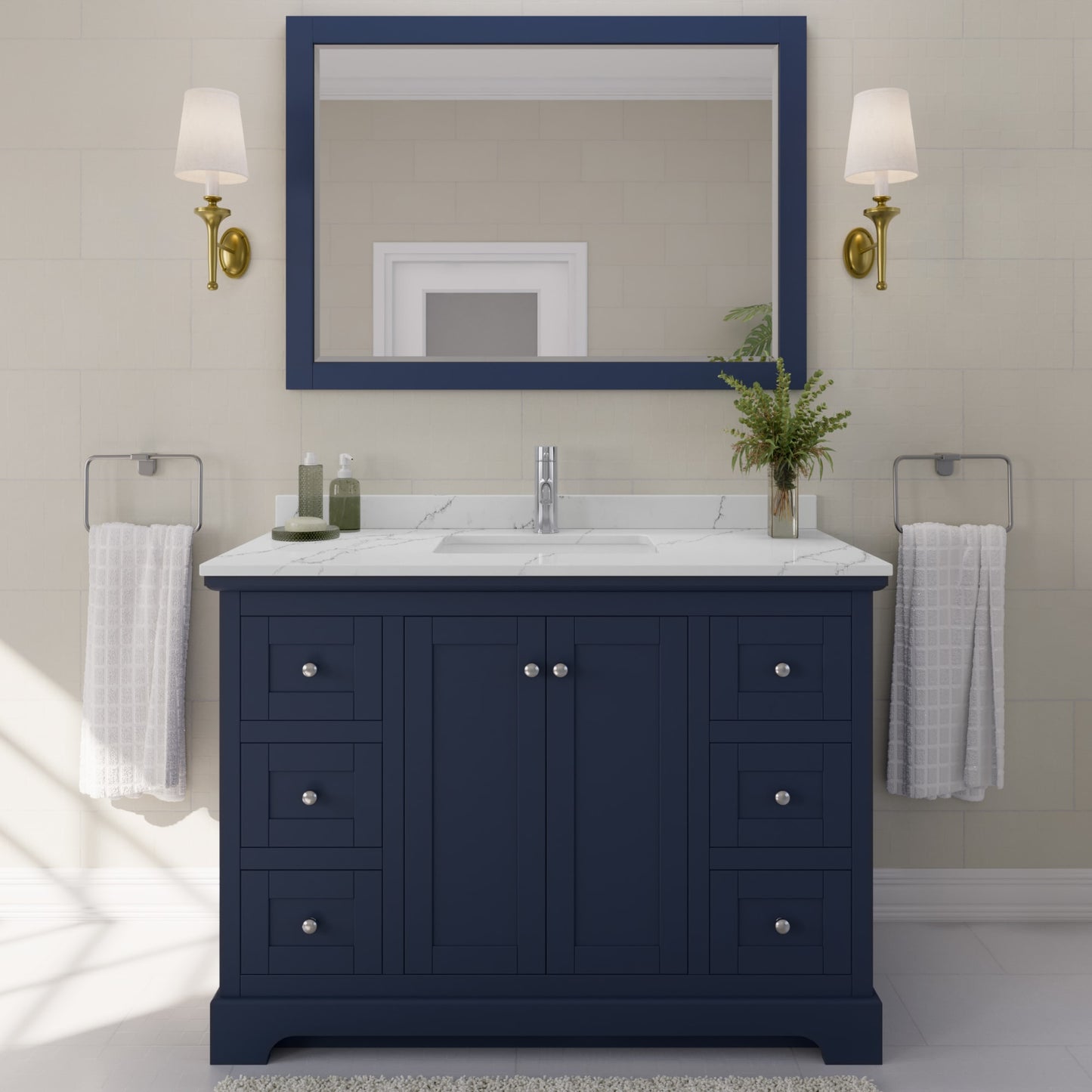 Avery Bathroom Vanity with Countertop 48 inch Single Sink Single hole Faucet Setup