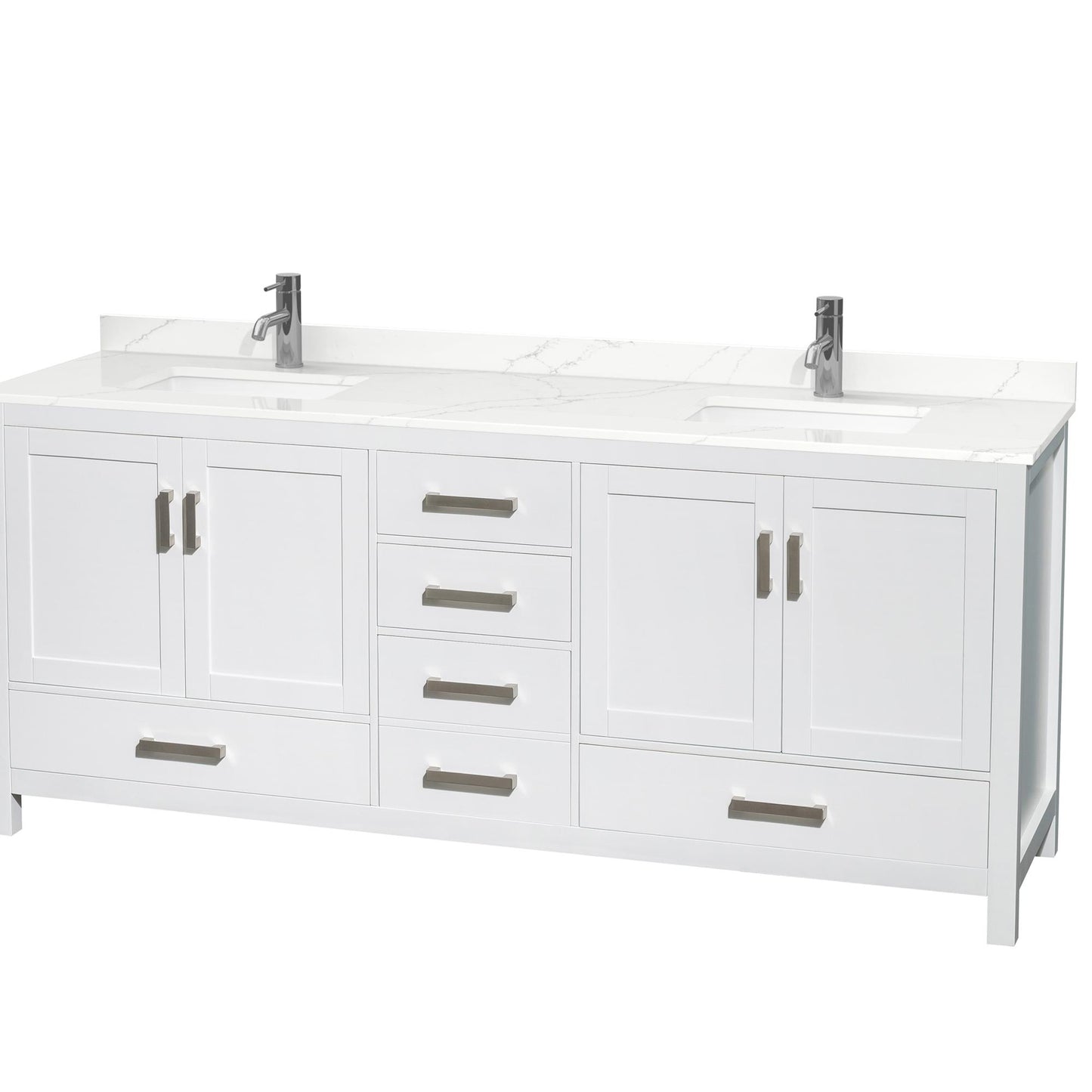 Sheffield Bathroom Vanity with Countertop 80 inch Double Sink Single hole Faucet Setup