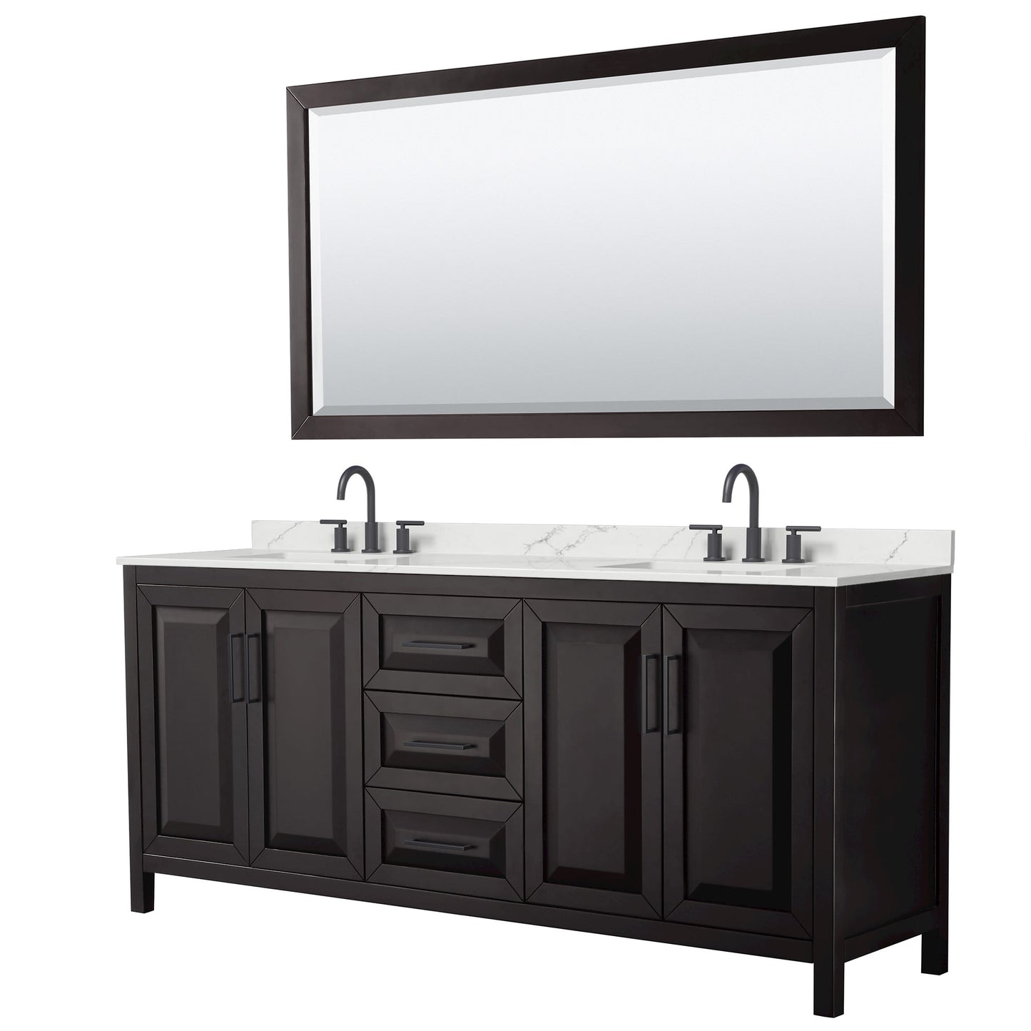 Daria Bathroom Vanity with Countertop 80 inch Double Sink 3-hole Faucet Setup