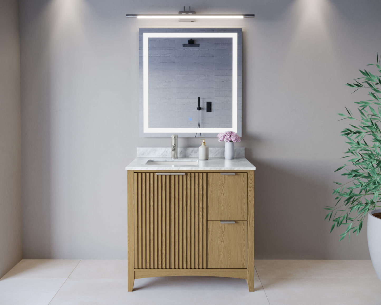 Palmilla Bathroom Vanity with Countertop 36 inch Single Sink Single hole Faucet Setup