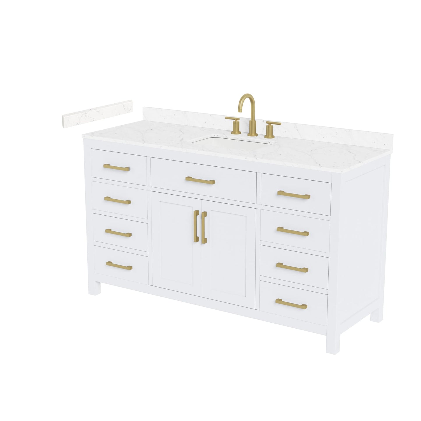 Beckett Bathroom Vanity with Countertop 60 inch Single Sink 3-hole Faucet Setup