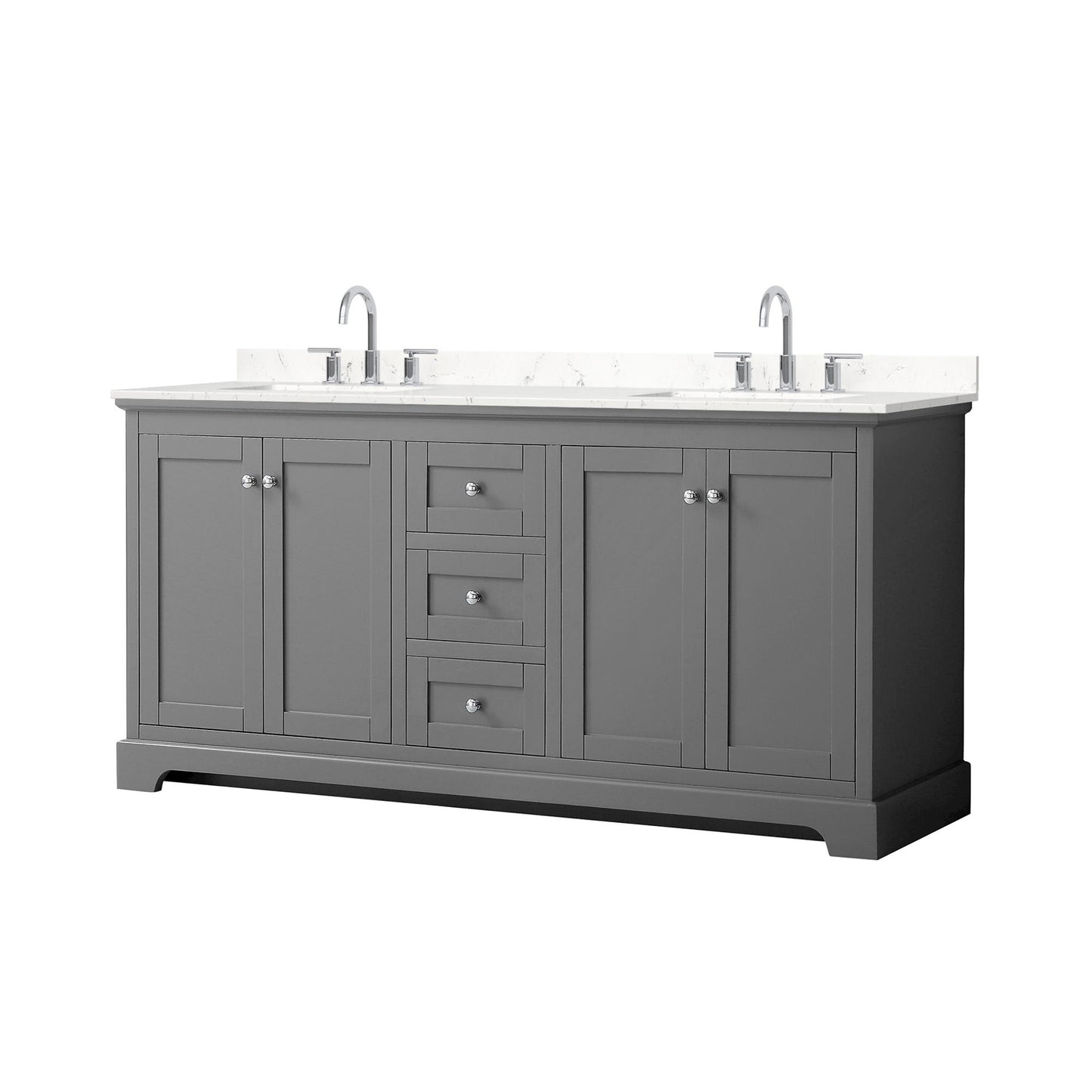 Avery Bathroom Vanity with Countertop 72 inch Double Sink 3-hole Faucet Setup