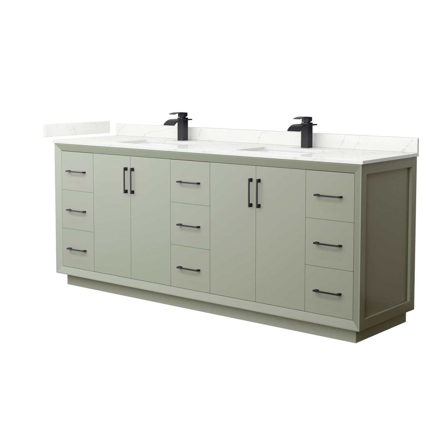 Strada Bathroom Vanity with Countertop 84 inch Double Sink Single hole Faucet Setup