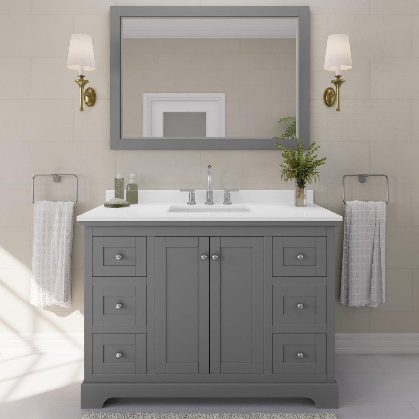 Avery Bathroom Vanity with Countertop 48 inch Single Sink 3-hole Faucet Setup