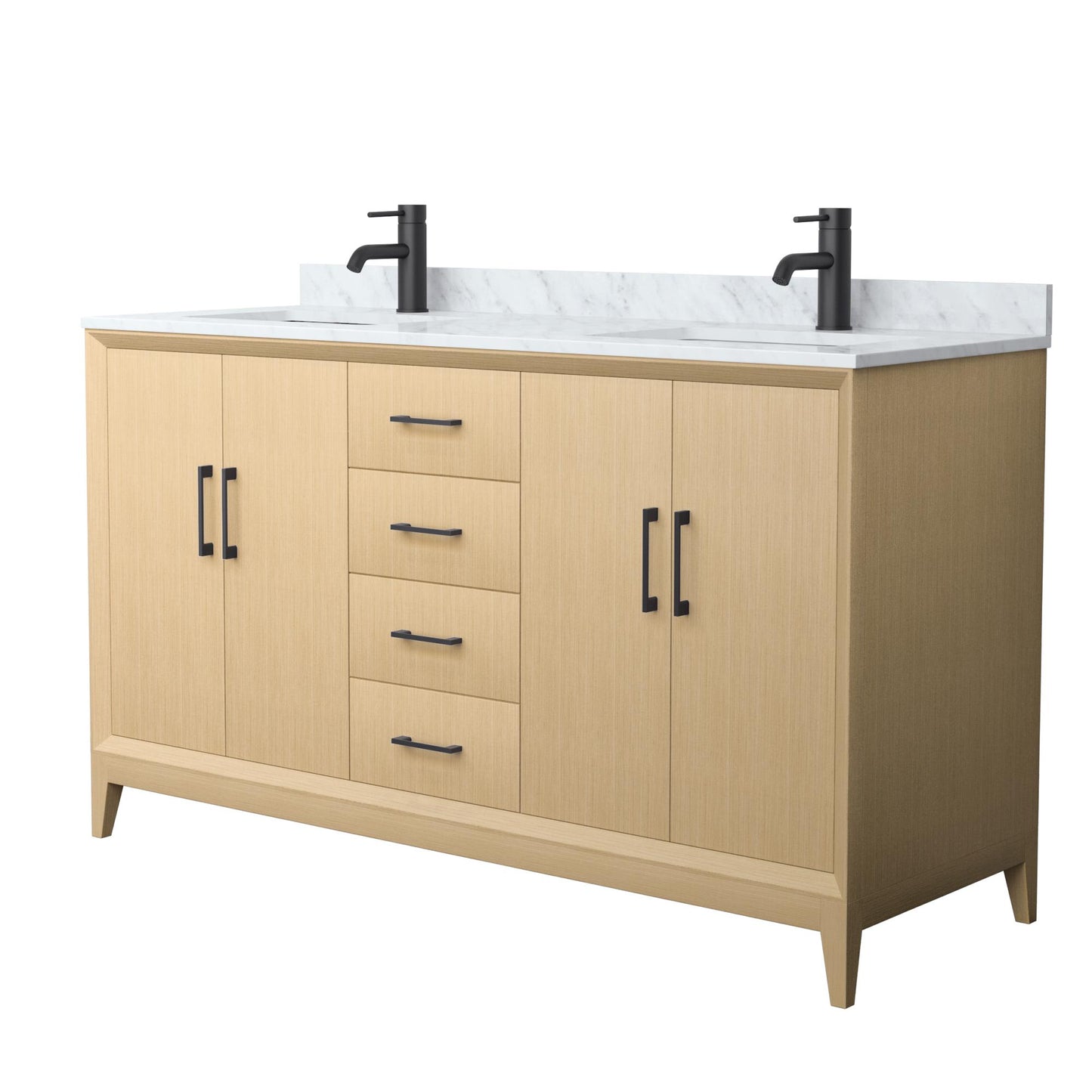 Janna Bathroom Vanity with Countertop 60 inch Double Sink Single hole Faucet Setup