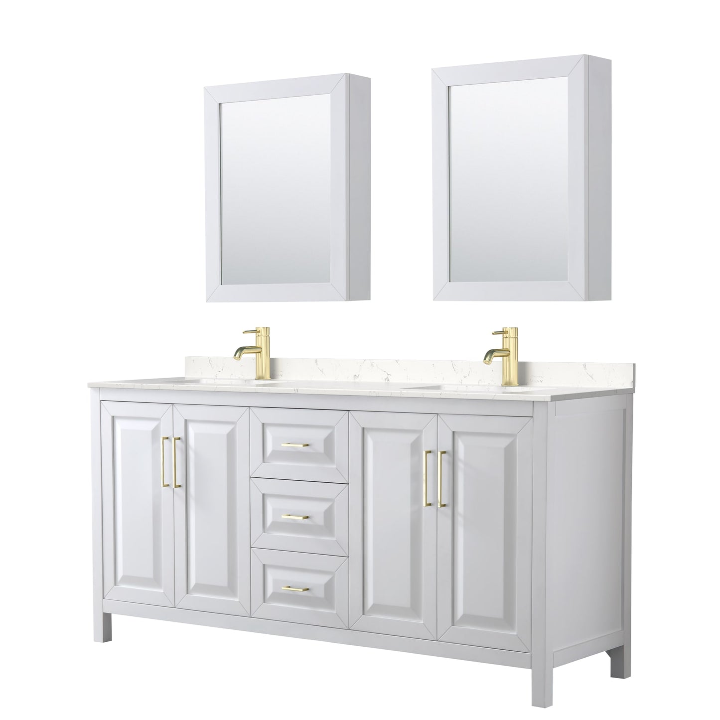 Daria Bathroom Vanity with Countertop 72 inch Double Sink Single hole Faucet Setup