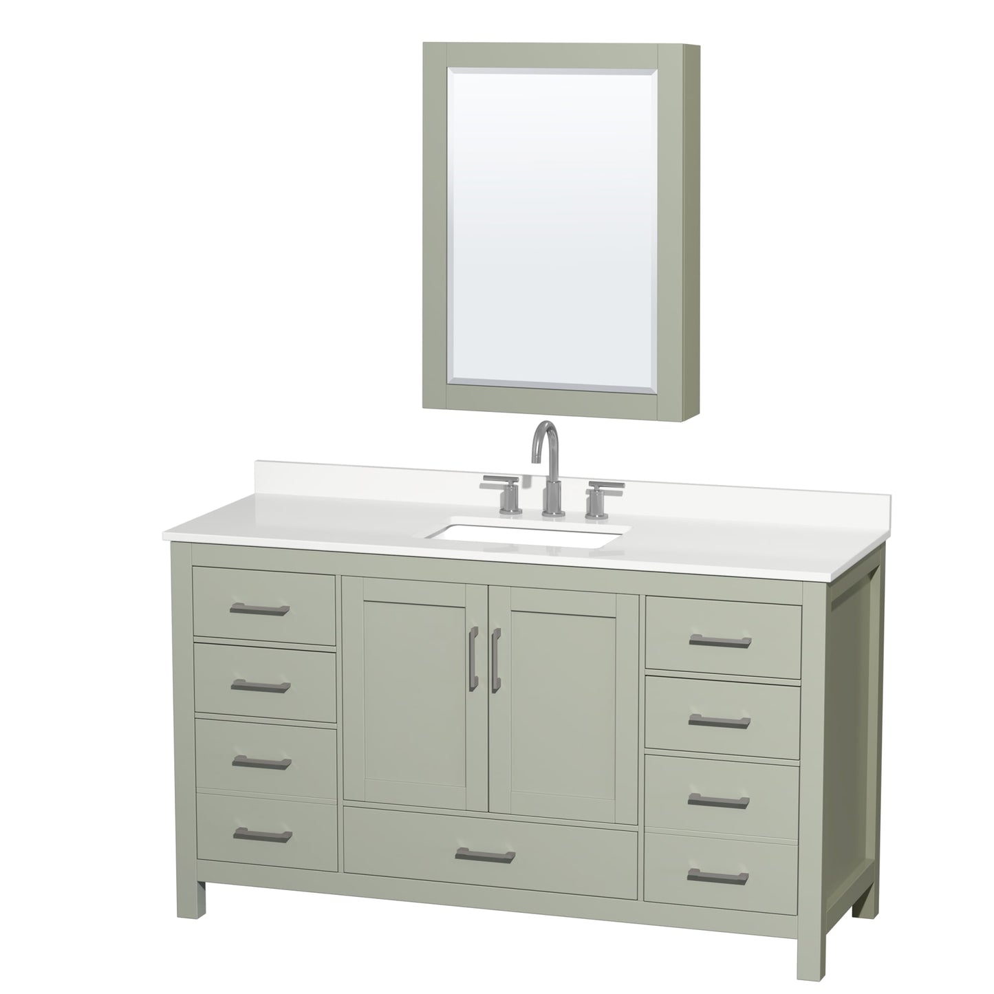 Sheffield Bathroom Vanity with Countertop 60 inch Single Sink 3-hole Faucet Setup